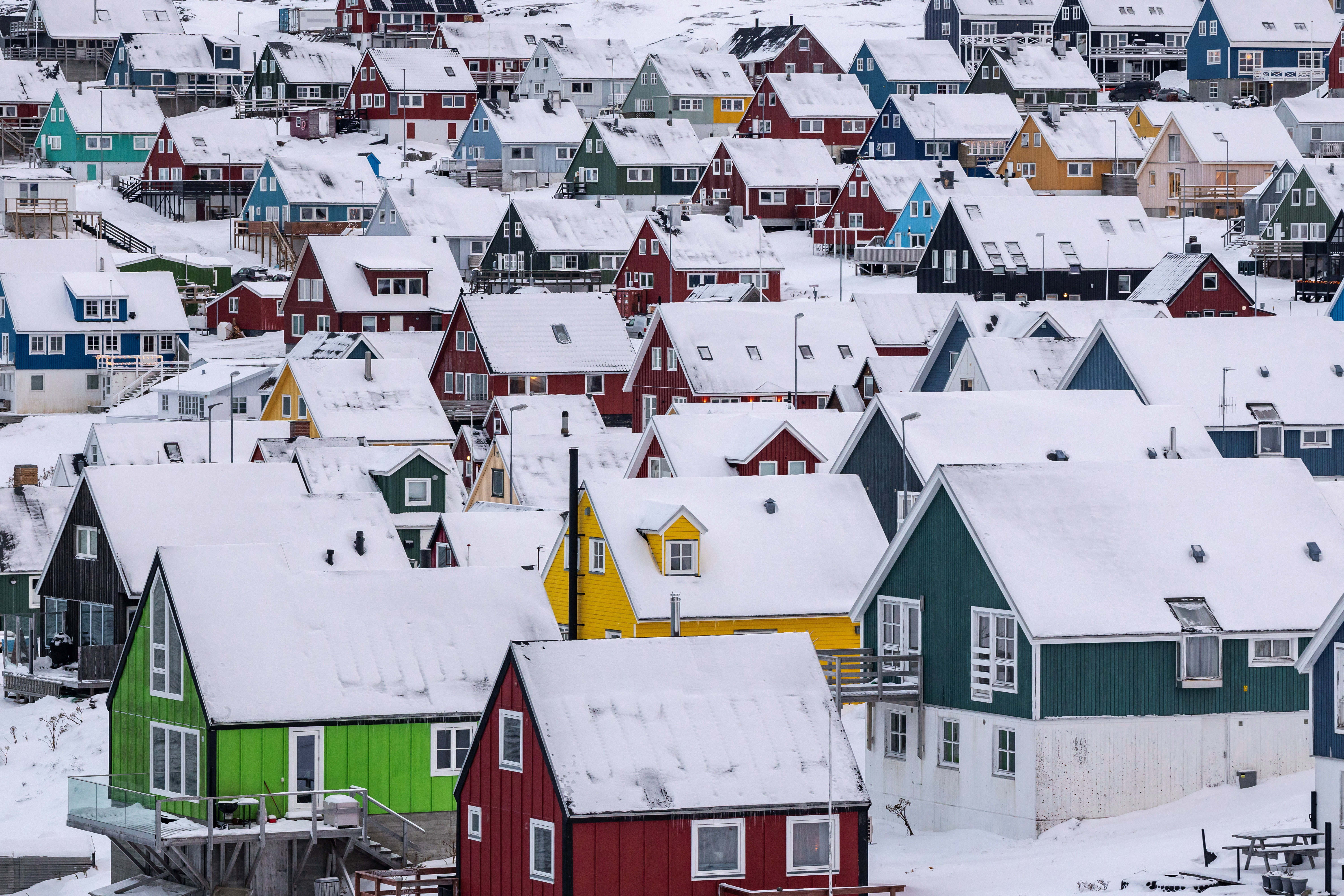 Houses in Nuuk, Greenland, January 13, 2026. REUTERS/Marko Djurica