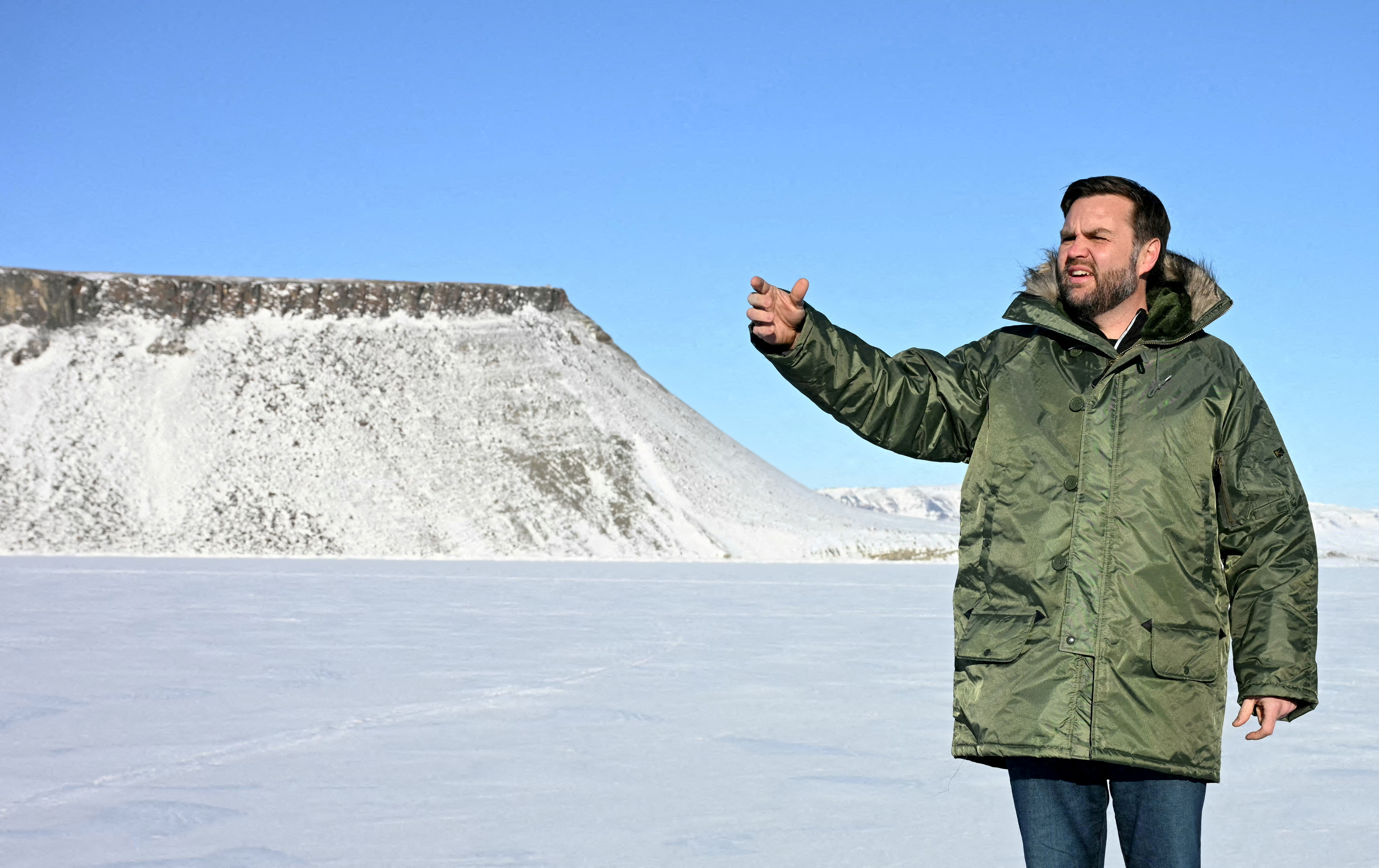FILE PHOTO: U.S. Vice President JD Vance tours the U.S. military's Pituffik Space Base in Greenland on March 28, 2025.   Jim Watson/Pool via REUTERS/File Photo