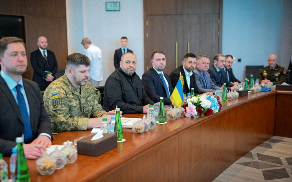 Secretary of Ukraine's National Security and Defence Council Rustem Umerov and other members of the Ukrainian delegation attend the second round of trilateral talks between the U.S., Russia and Ukraine, in Abu Dhabi