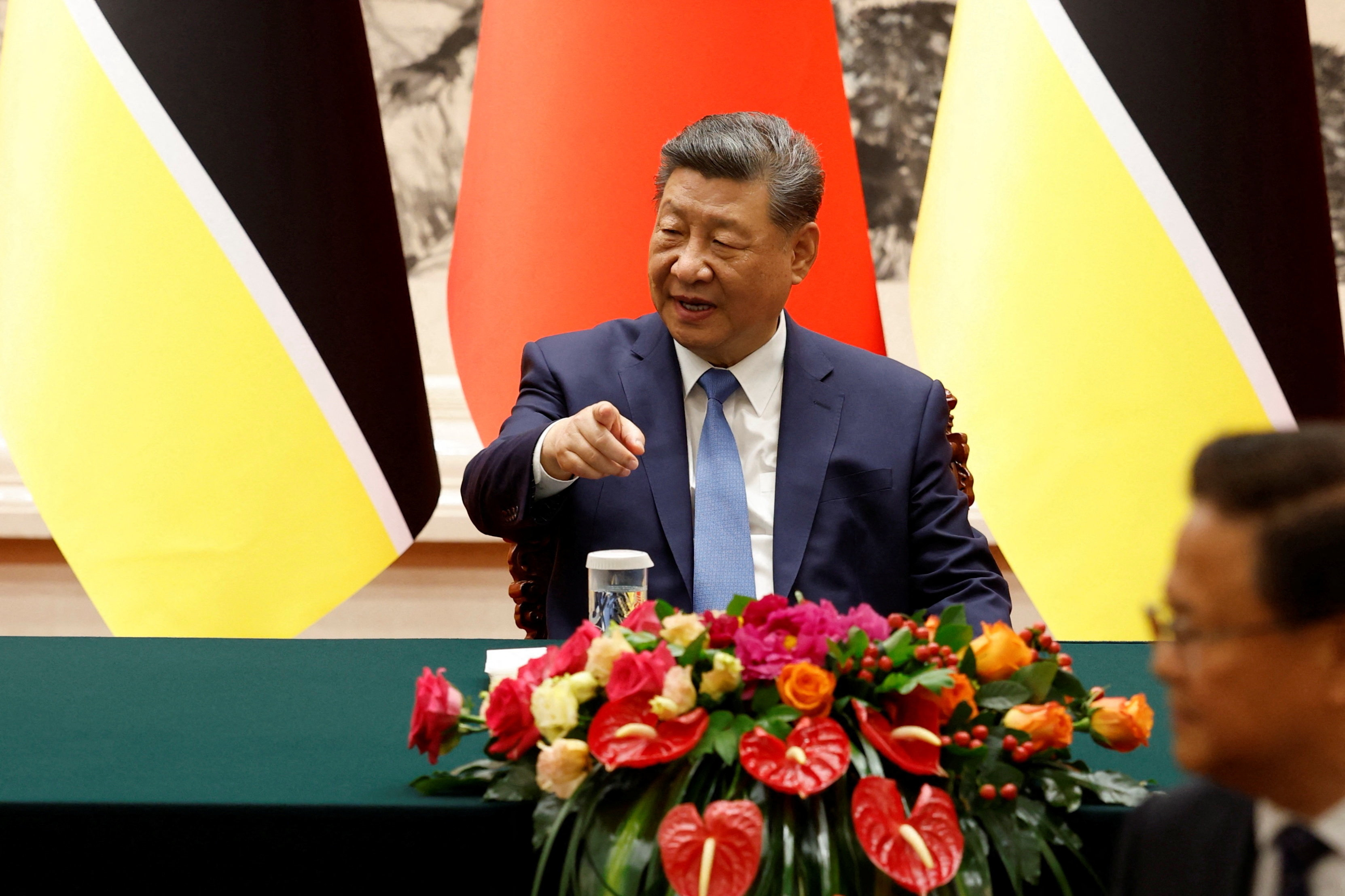 China's President Xi Jinping attends a signing ceremony with Mozambique's President Daniel Chapo (not pictured) at the Great Hall of the People in Beijing, China April 21, 2026.