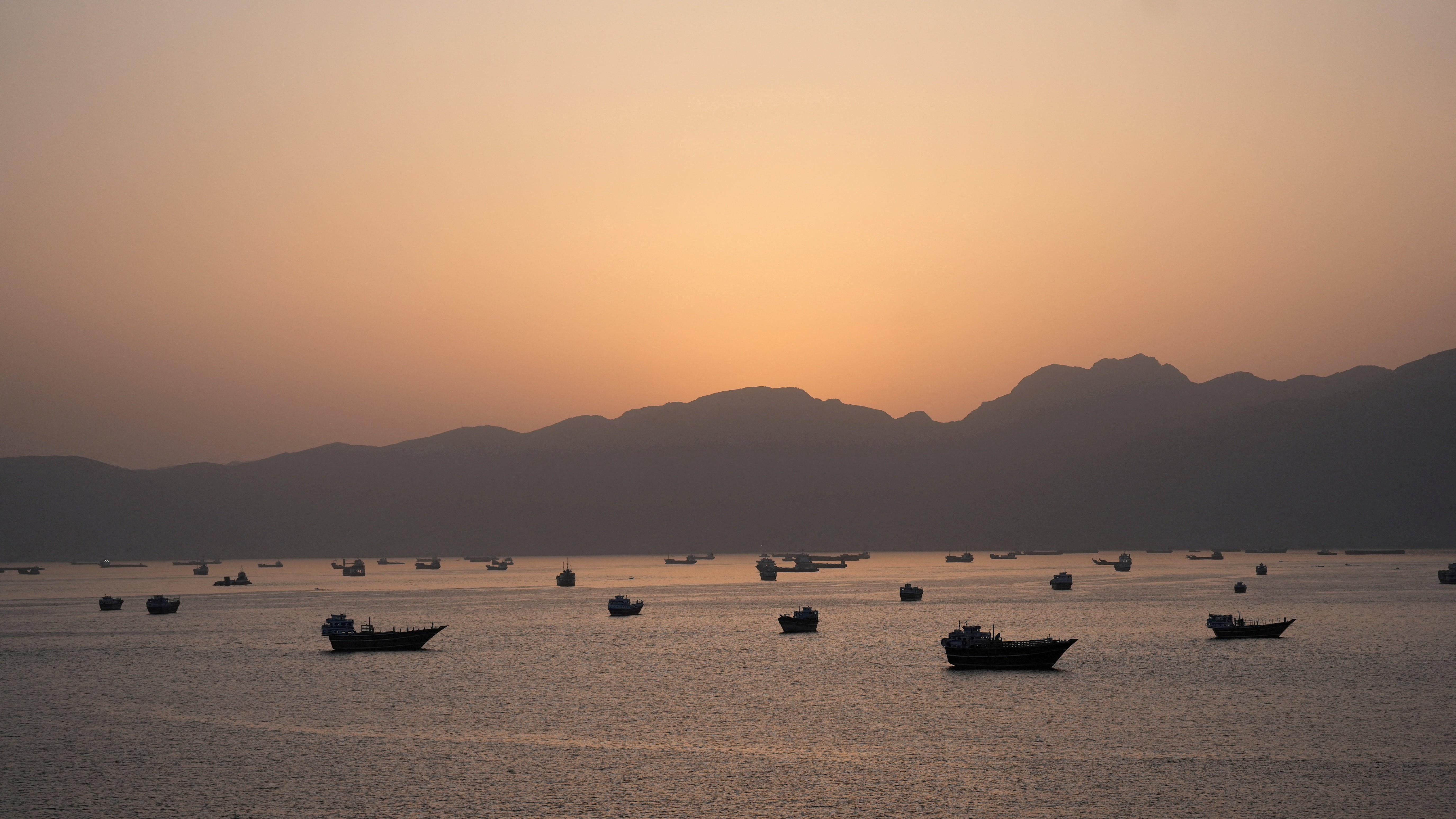 Ships and boats in the Strait of Hormuz, Musandam, Oman, May 1, 2026.