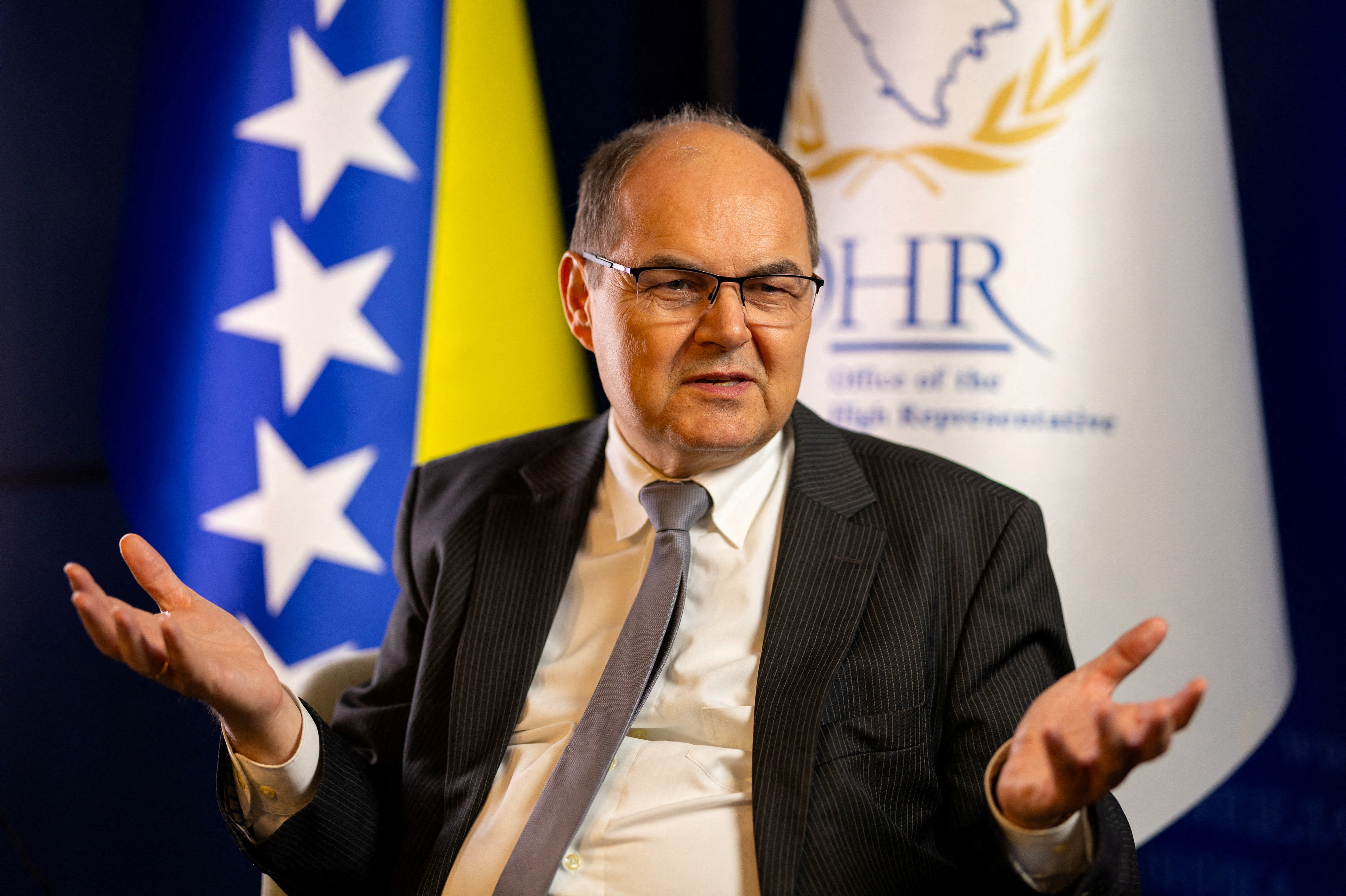 FILE PHOTO: Bosnia's international High Representative Christian Schmidt during an interview for Reuters in Sarajevo, Bosnia and Herzegovina, October 10, 2023.