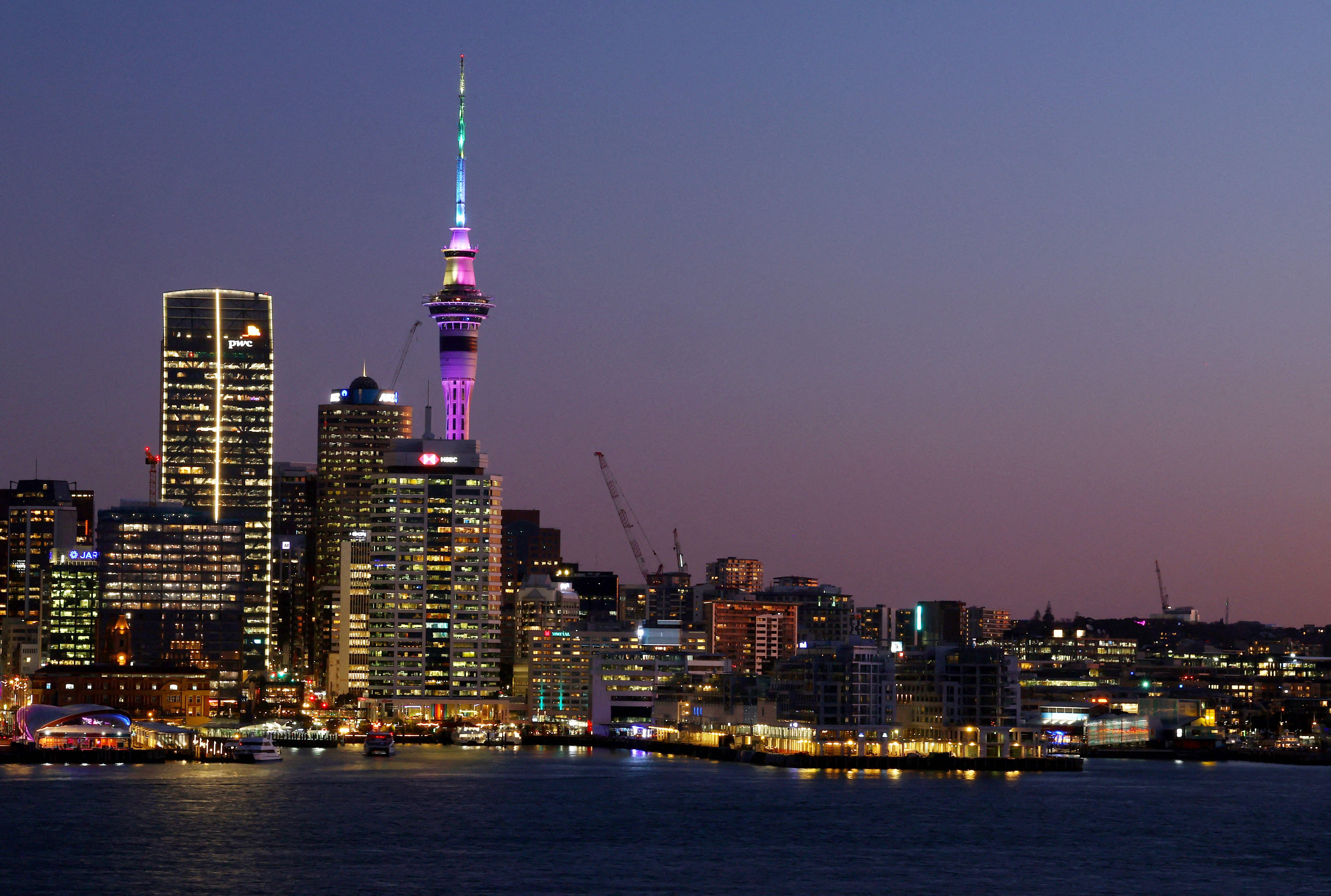 FILE PHOTO: General view of the Auckland skyline at sunset. Auckland, New Zealand - August 3, 2023