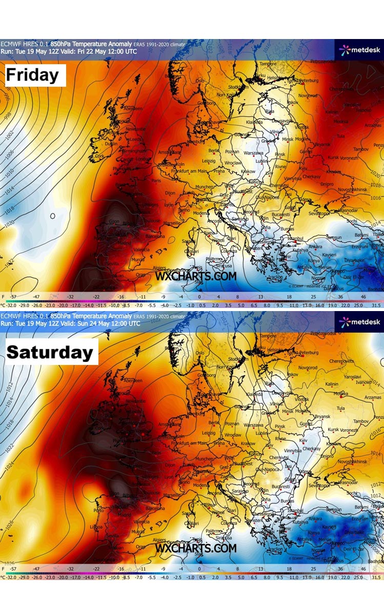 heat-dome-warm-wave-heatwave-may-summer-2026-forecast-europe-850mbar-temperature