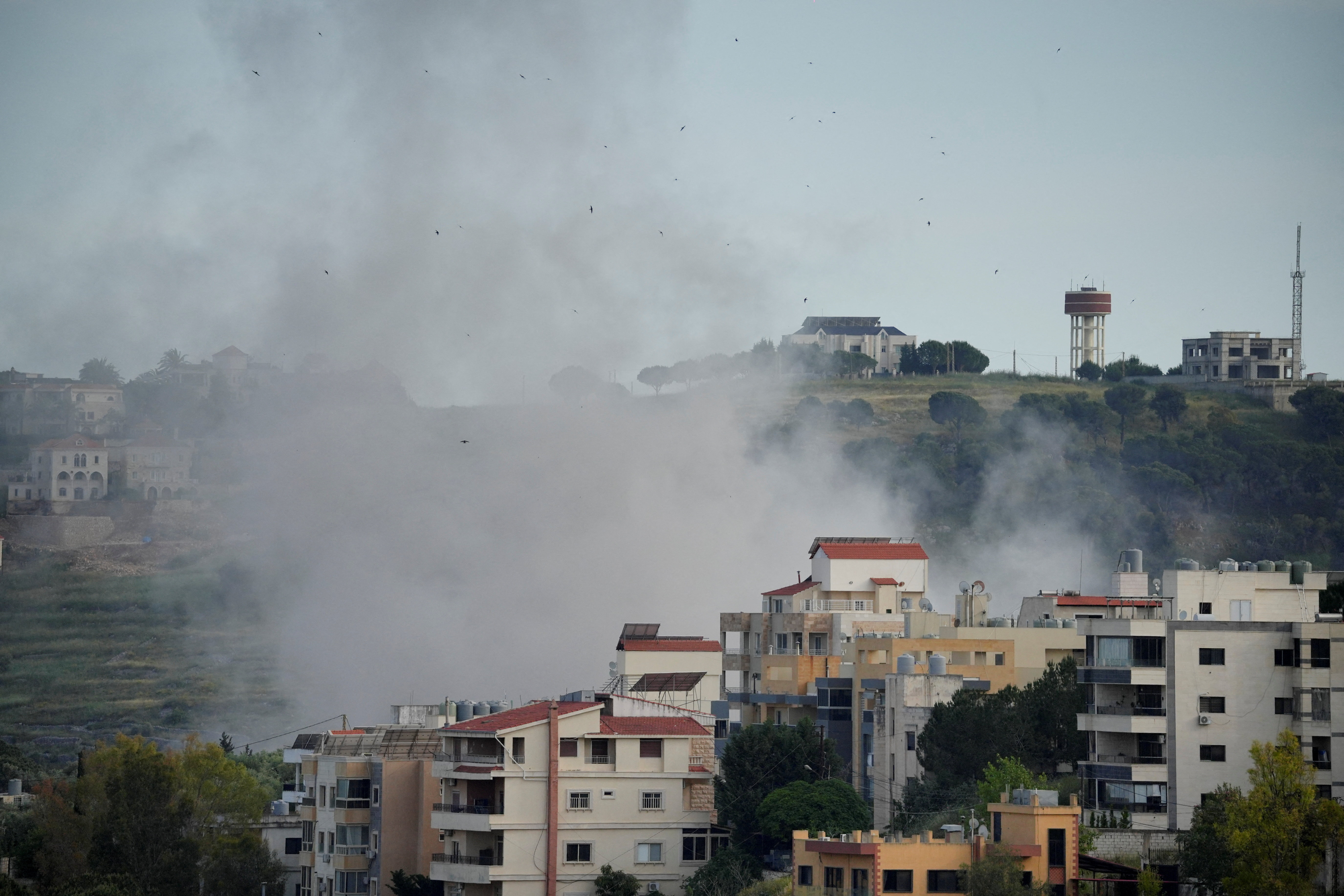Smoke billows following Israeli strikes, in Nabatieh, southern Lebanon, May 19, 2026. REUTERS/Stringer