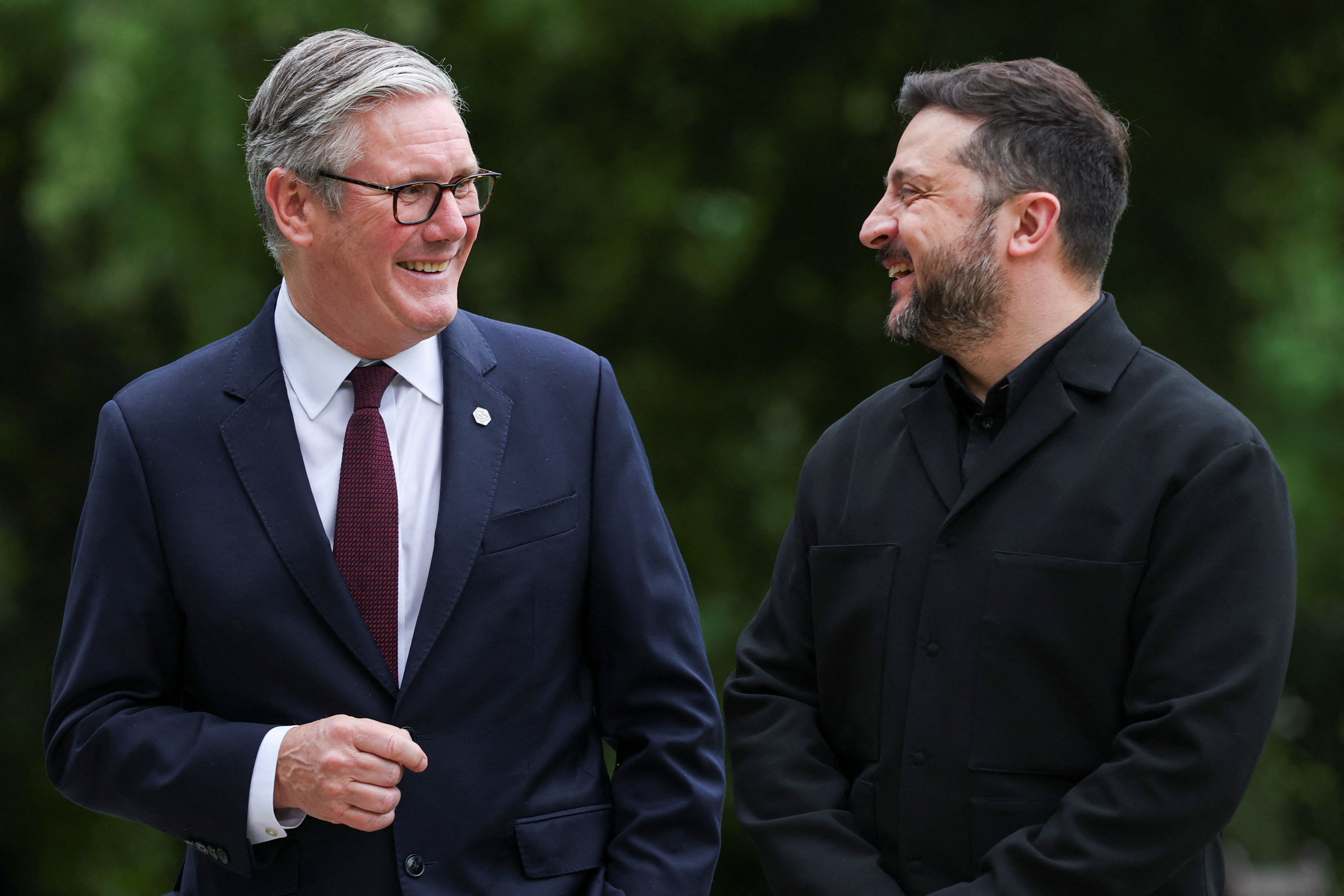 British Prime Minister Keir Starmer and Ukrainian President Volodymyr Zelenskiy meet on the sidelines of the G7 summit, in Evian-les-Bains, France, June 16, 2026