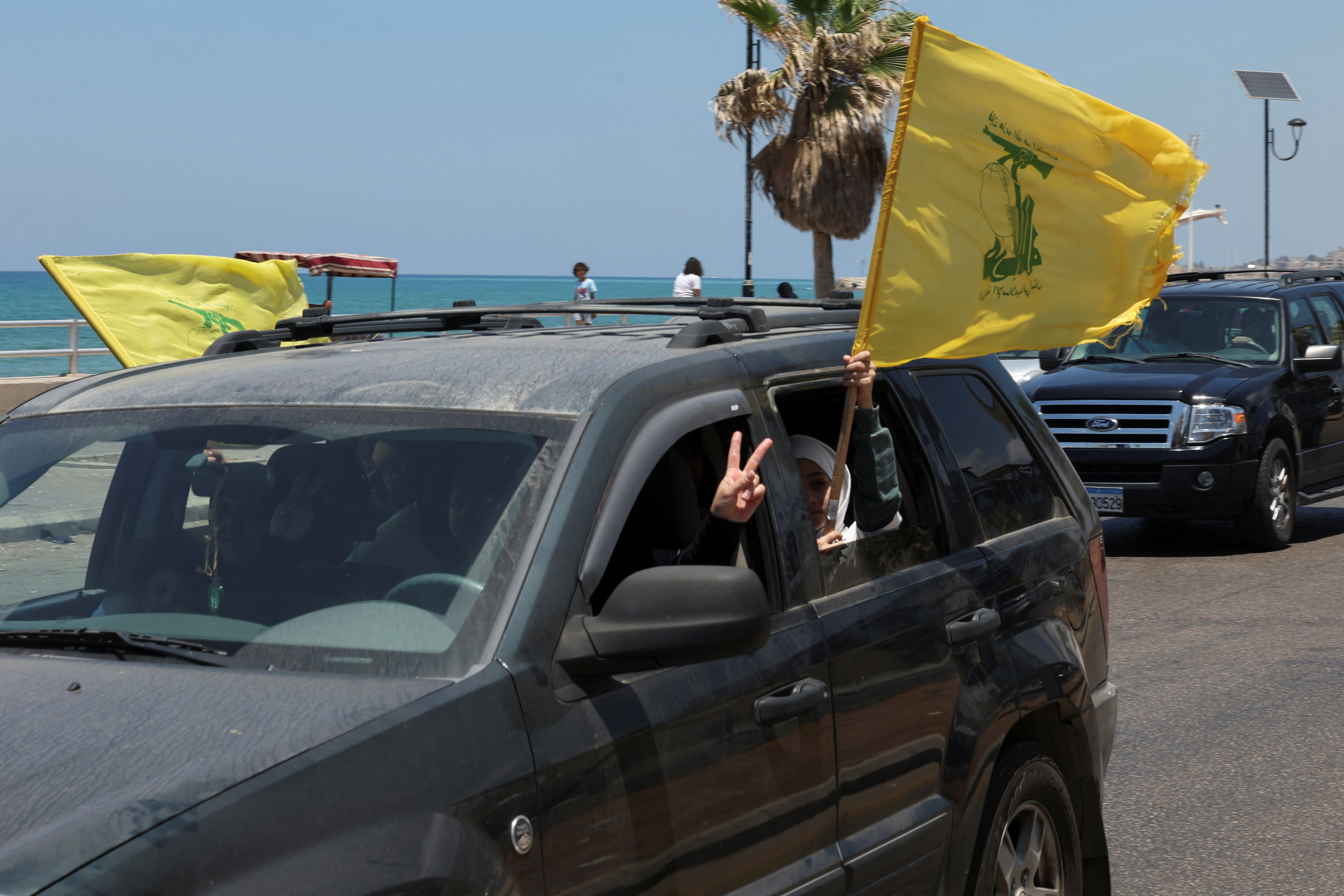 Displaced people make their way back to their homes in southern Lebanon following an interim deal between the U.S. and Iran, in Sidon, Lebanon, June 21, 2026.