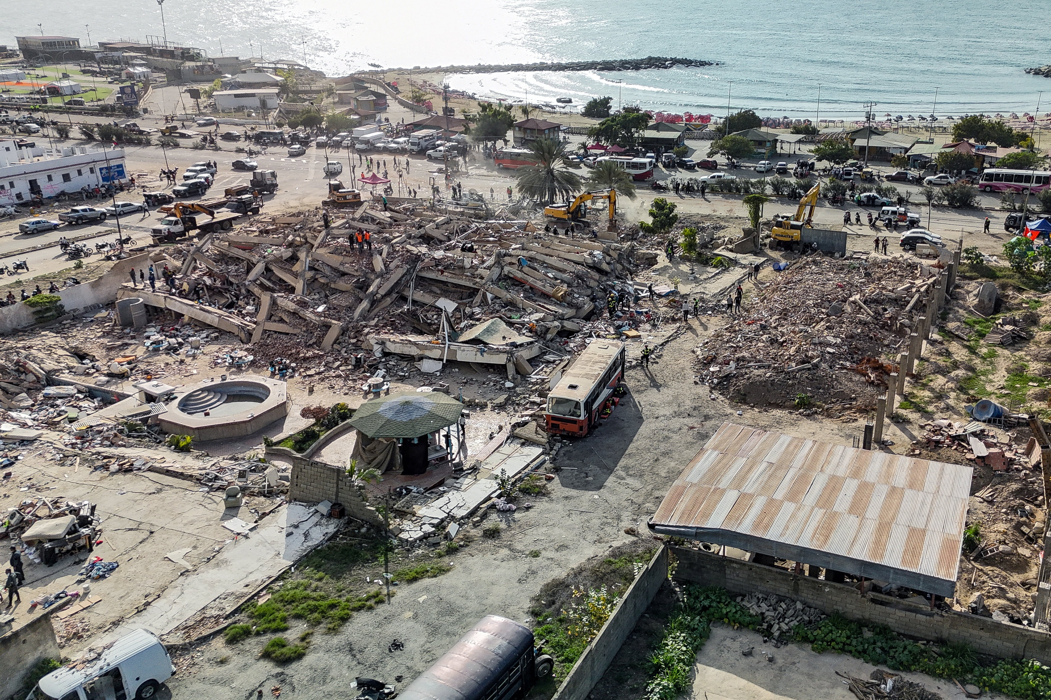 This aerial view shows destroyed buildings in Caraballeda, La Guaira state, Venezuela.  MIGUEL MEDINA/Pool via REUTERS