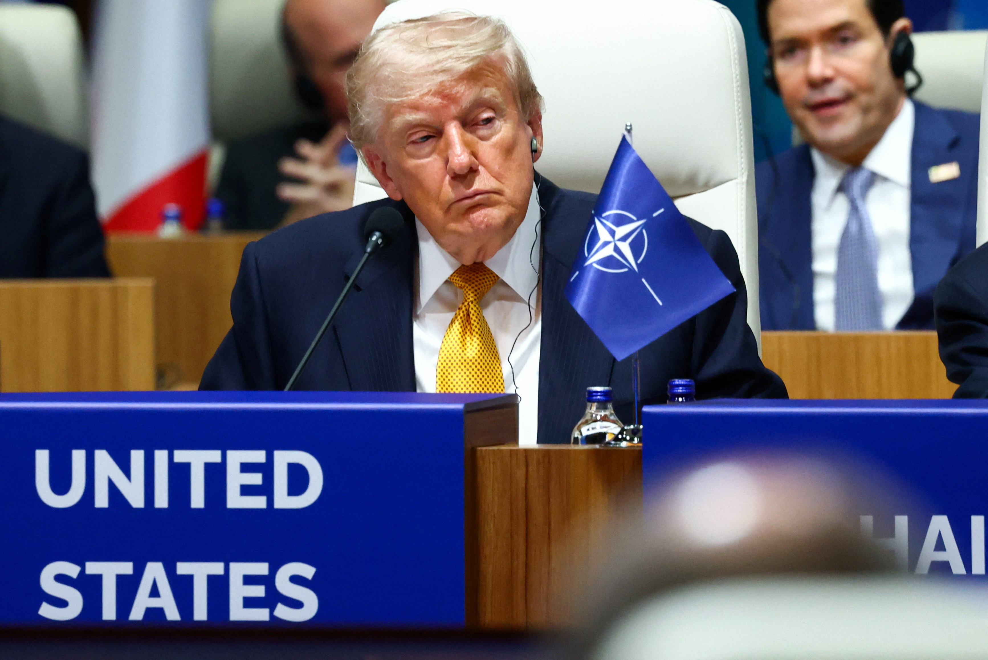 U.S. President Donald Trump attends a meeting of the North Atlantic Council (NAC) during the NATO leaders' summit in Ankara, Turkey, July 8, 2026. REUTERS/Yves Herman