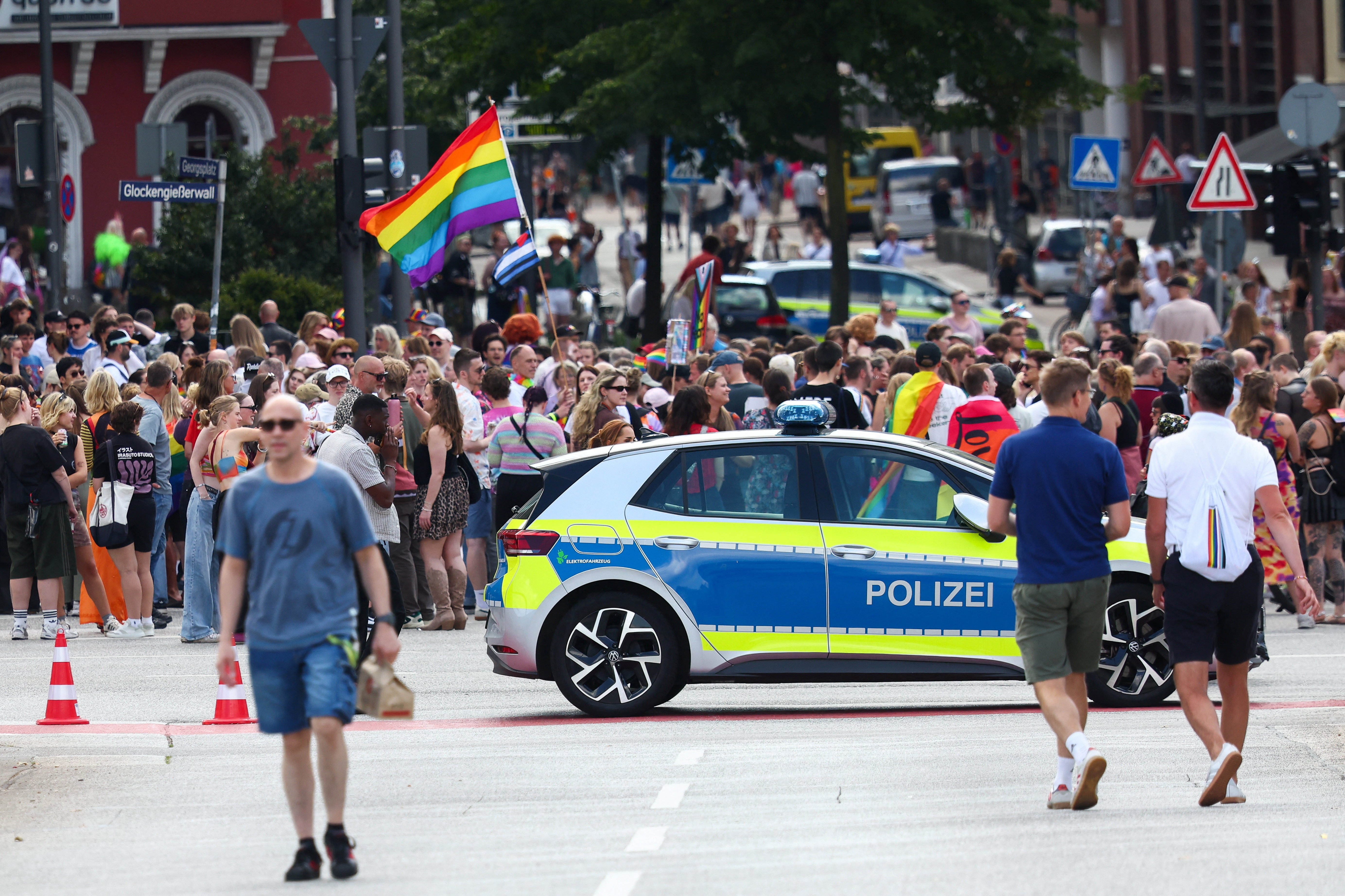 Annual Christopher Street Day (CSD) LGBTQ+ Pride demonstration, in Hamburg, Germany, August 1, 2026. REUTERS/Lisi Niesner