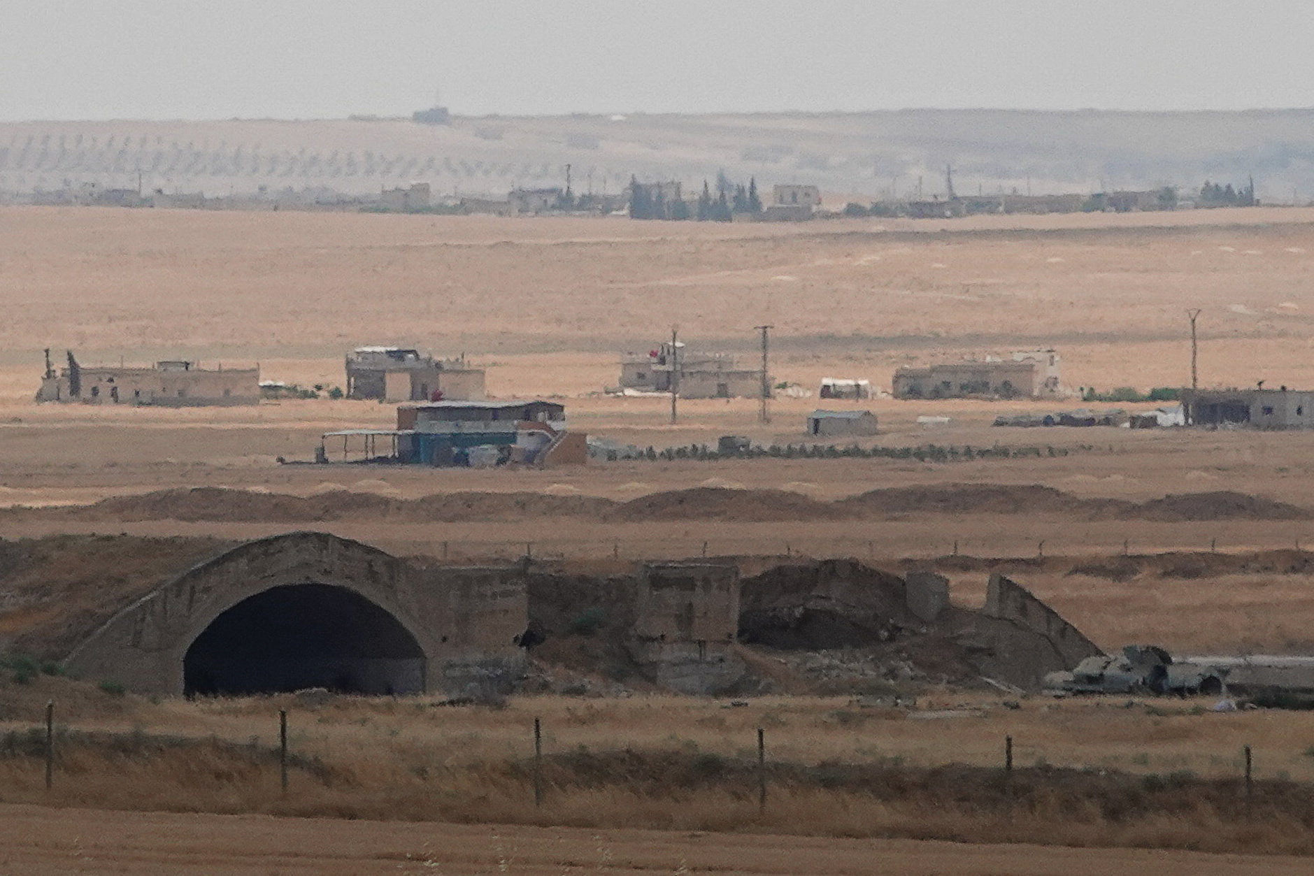 Abu al-Duhur airbase following strikes. REUTERS/Stringer