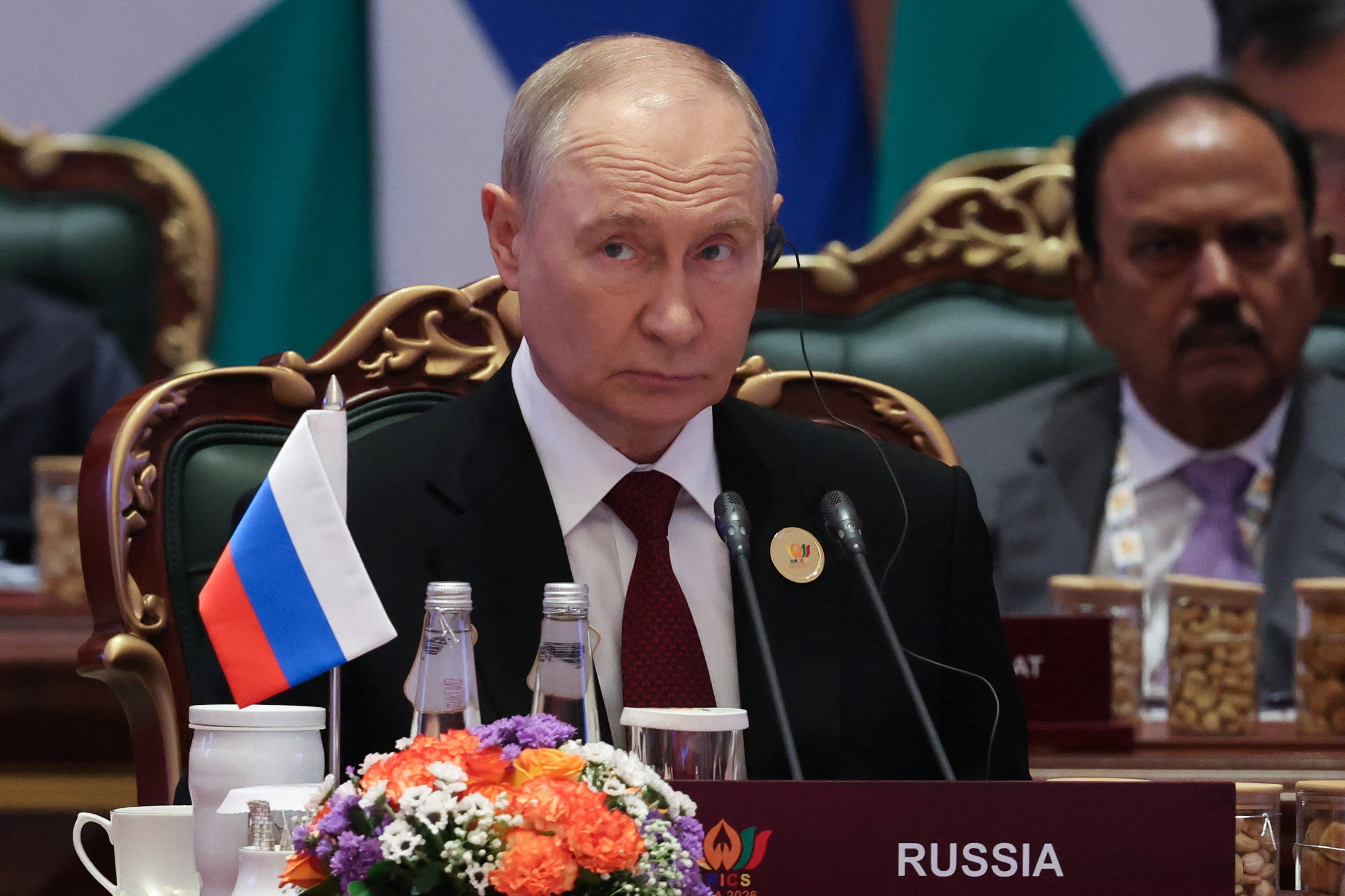 Russian President Vladimir Putin attends a session on day two of the BRICS Summit in New Delhi, India, September 13, 2026.