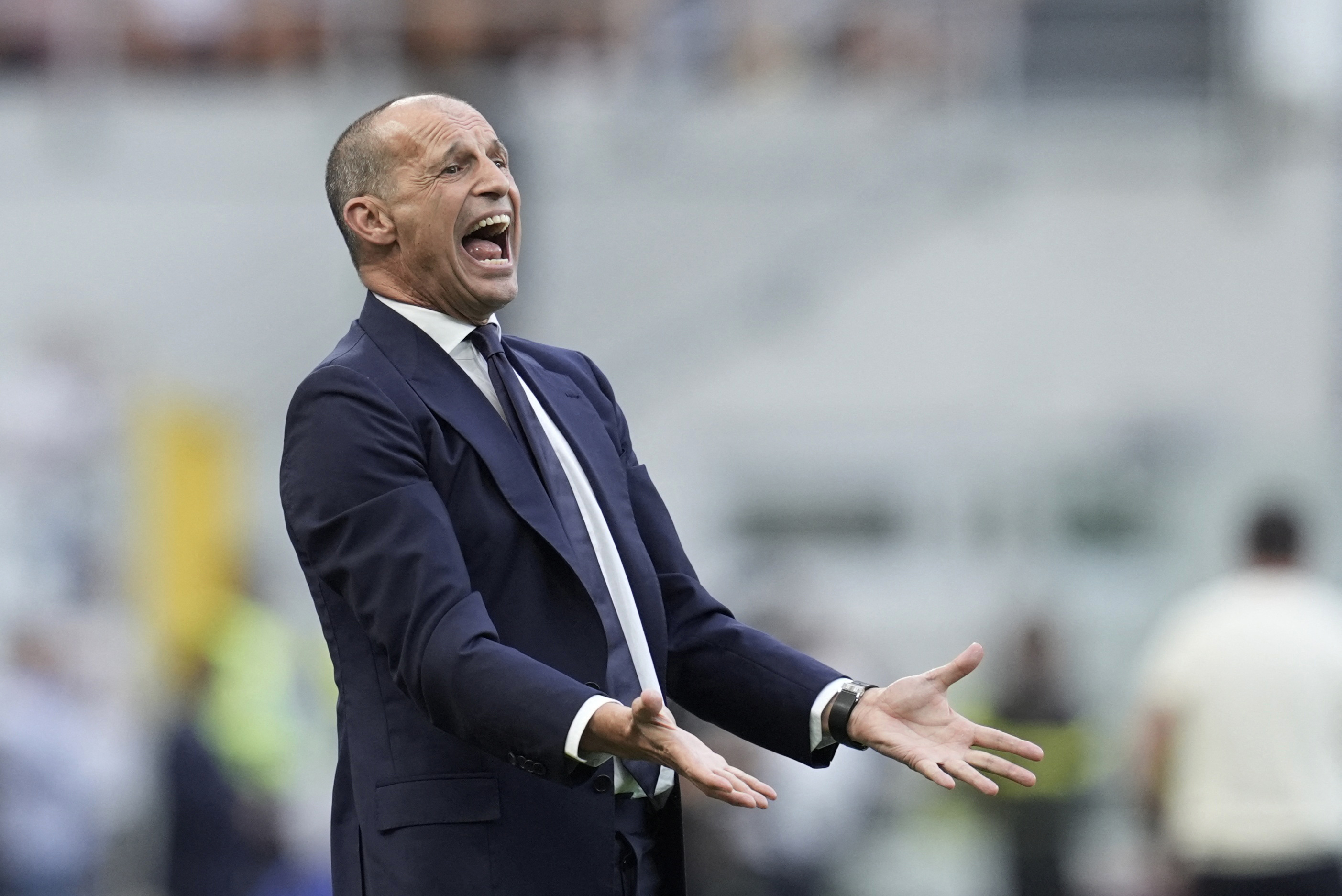Soccer Football - Serie A - Inter Milan v Napoli - San Siro, Milan, Italy - September 5, 2026 Napoli coach Massimiliano Allegri reacts REUTERS/Matteo Ciambelli