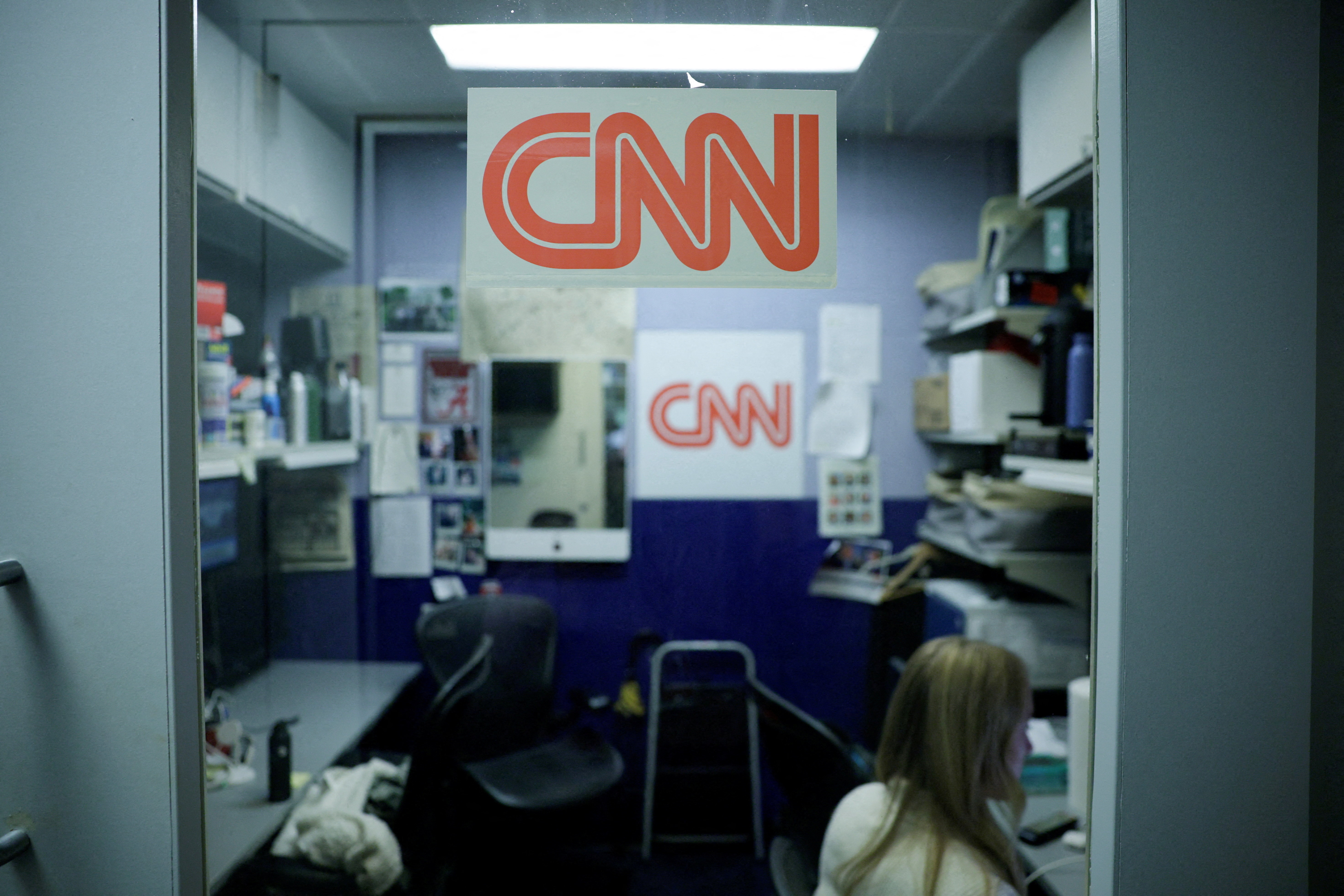 The CNN booth at the White House after US President Donald Trump announced he would ban CNN, MS NOW, and Politico from the White House