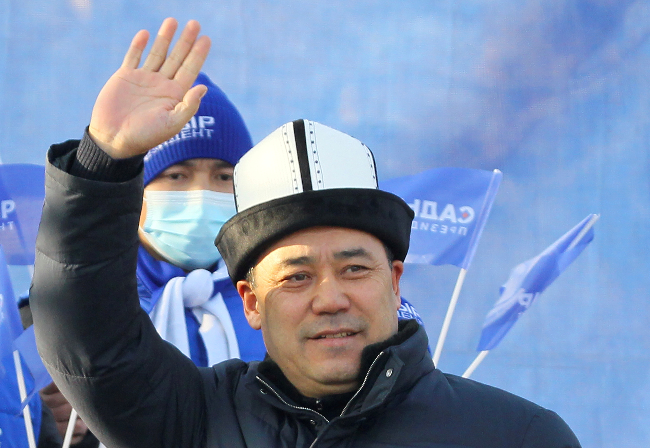 Sadir Žaparov, Sadyr Japarov, Kyrgyzstan's Prime Minister and presidential candidate, attends his campaign rally in Bishkek