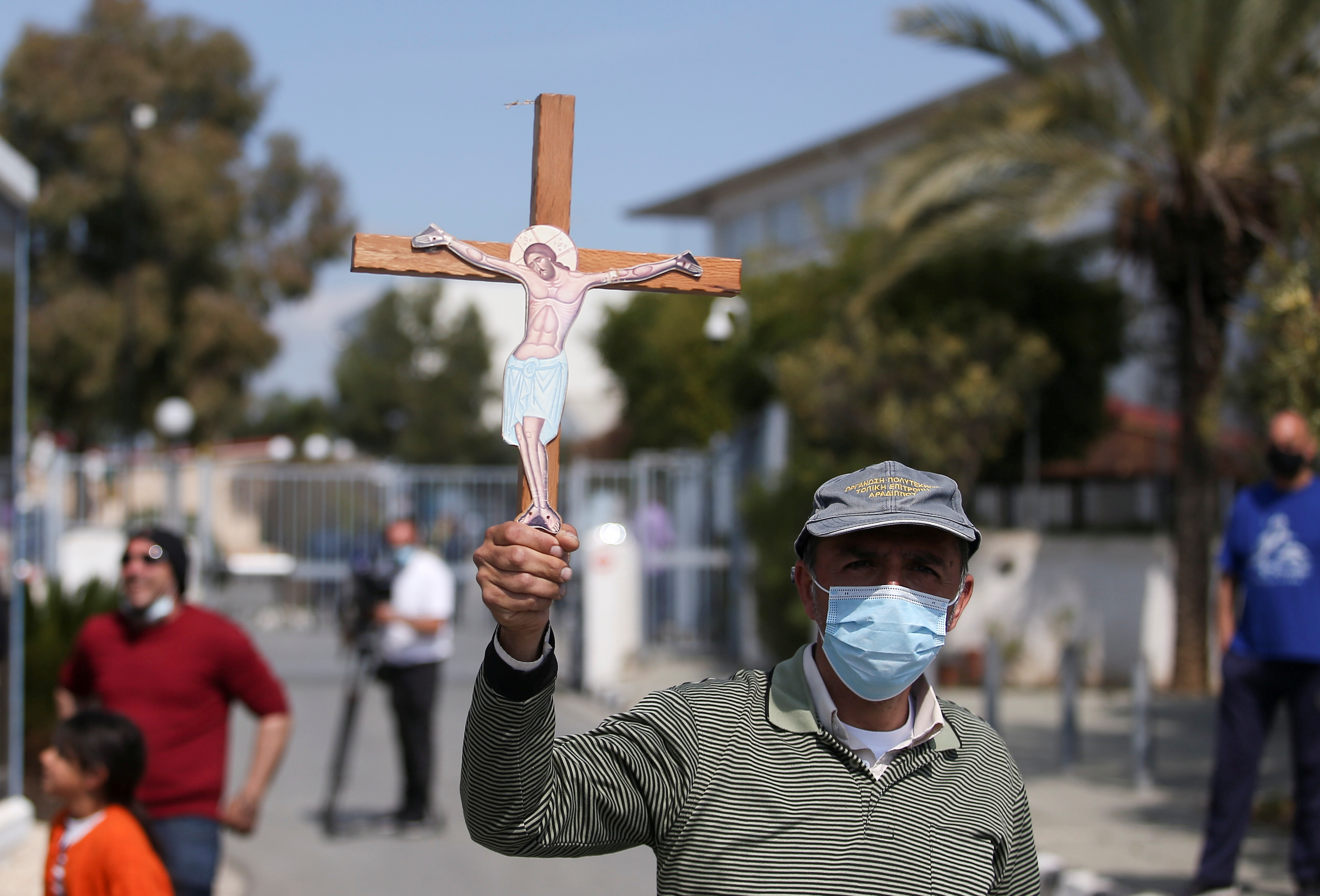 Protest against the song "El Diablo", outside the offices of the Cyprus Broadcasting Corporation in Nicosia