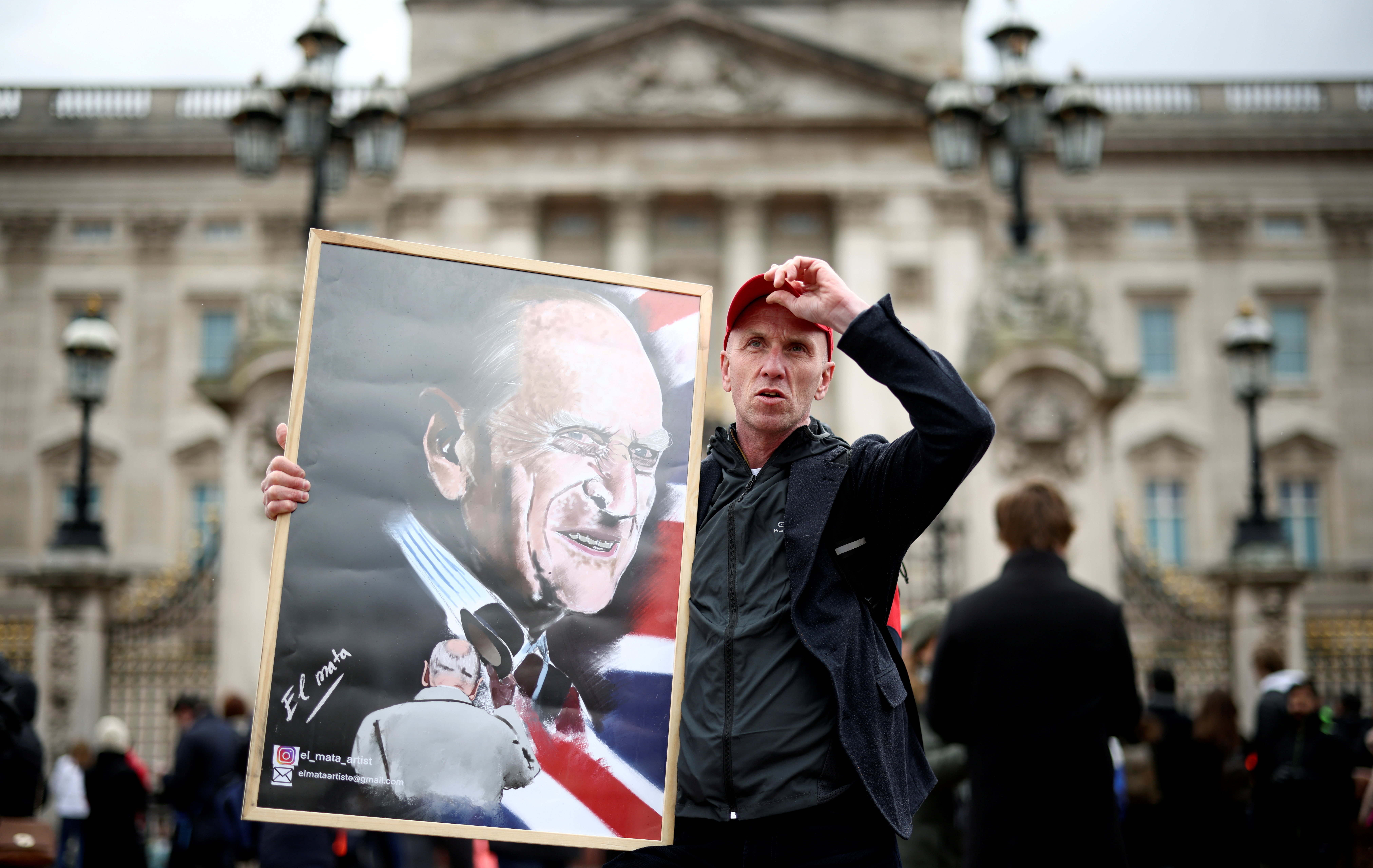 View of Buckingham Palace a day after Prince Philip died, in London
