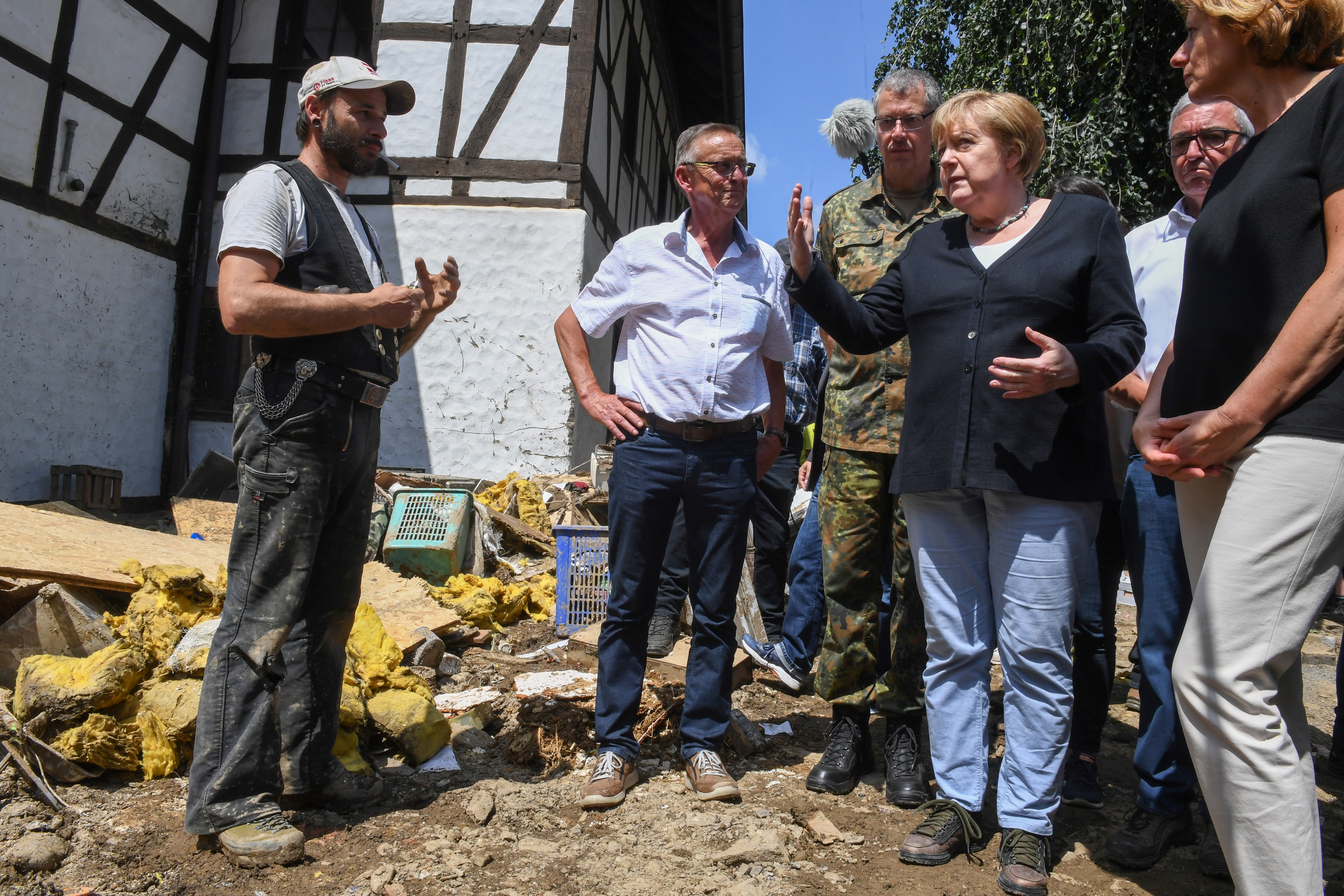 German Chancellor Angela Merkel visits the flood-ravaged areas in Rhineland-Palatinate State