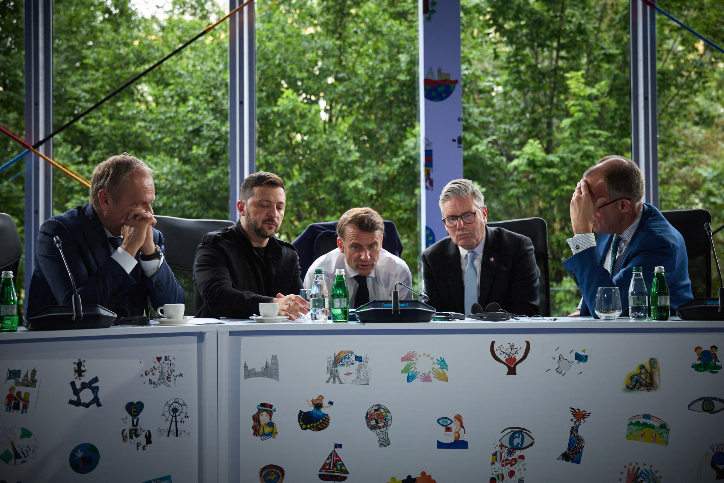 TIRANA, zelenski, merz, macron, starmer, REUTERS 16.5.