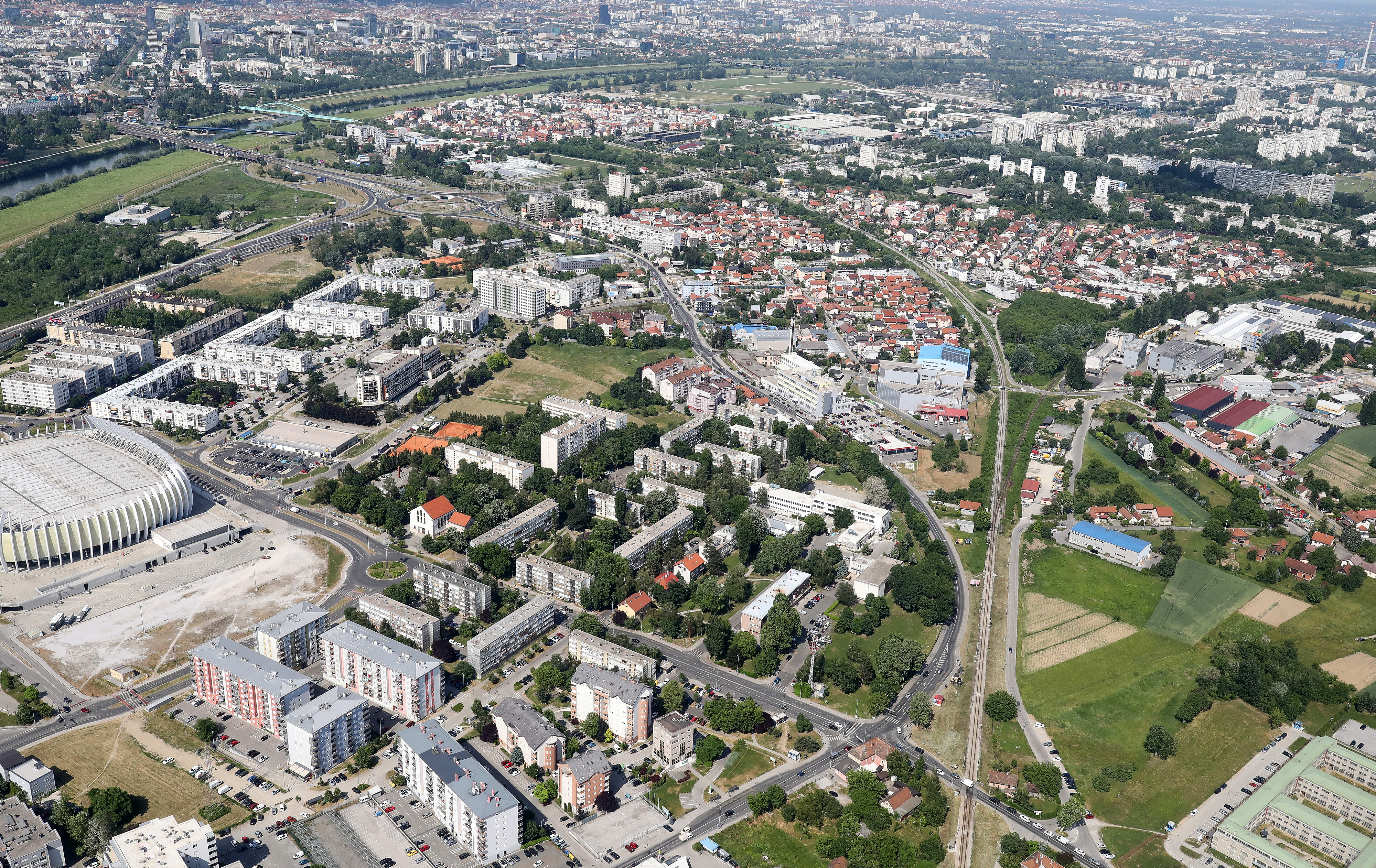 25.05.2022., Zagreb - Panorama grada iz zraka. Arena zagreb.  Photo: Emica Elvedji/PIXSELL