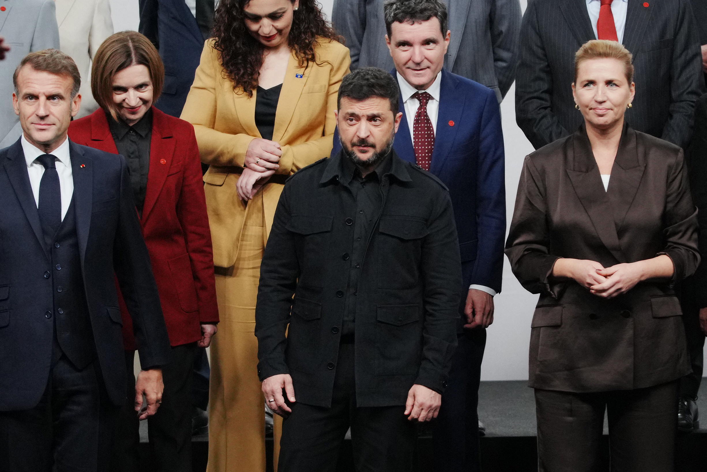 (LtoR) France's President Emmanuel Macron