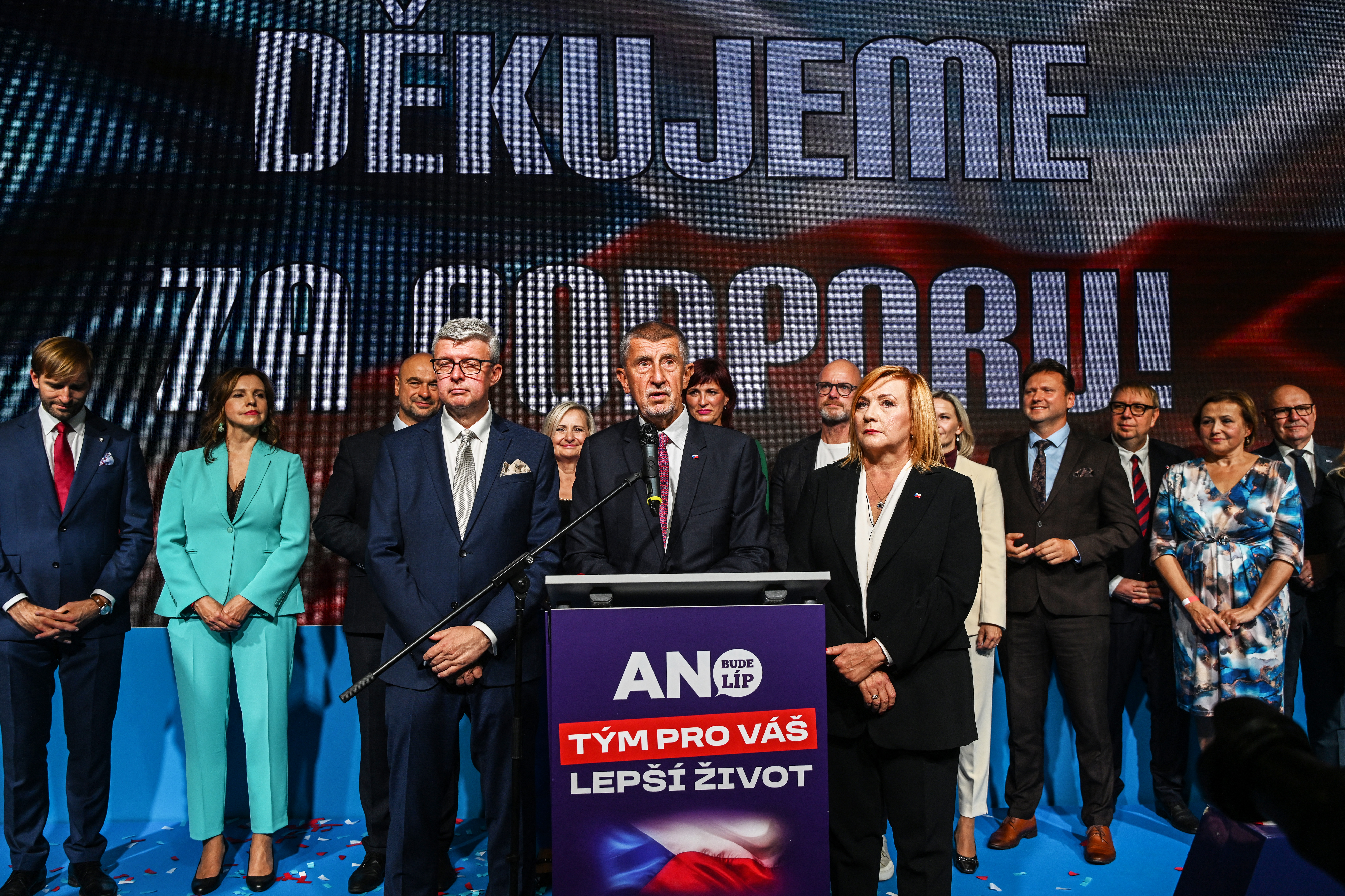 Andrej Babis, leader of the ANO movement, answers to media during the press conference at  the ANO headquarter on October 04