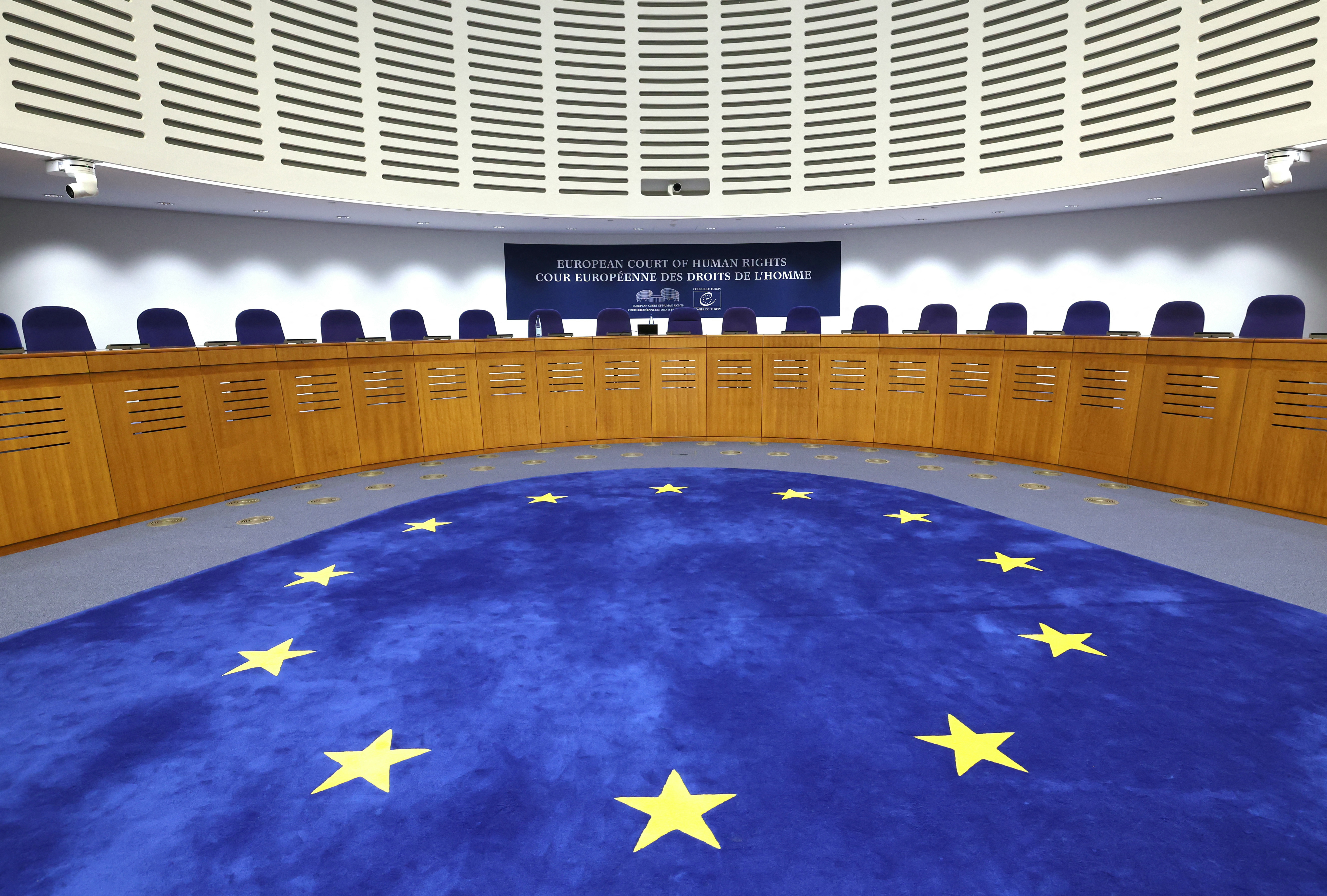 This photograph taken April 9, 2024, shows the European Court of Human Rights in Strasbourg, eastern France.