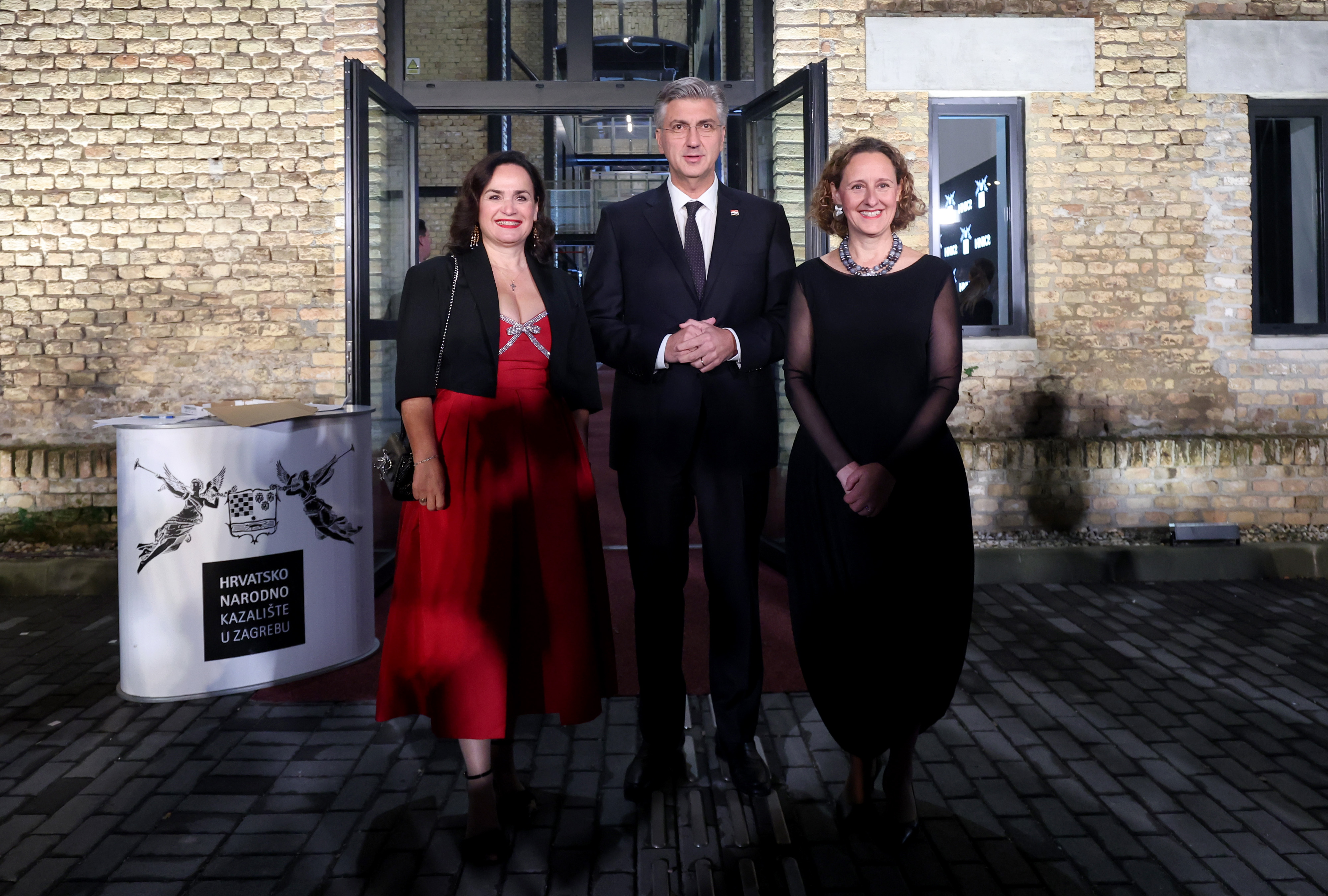 03.11.2025., Zagreb - Svecano otvorenje nove scene HNK2 Iva Hraste Soco, Andrej Plenkovic, Nina Obuljen Korzinek Photo: Goran Stanzl/PIXSELL