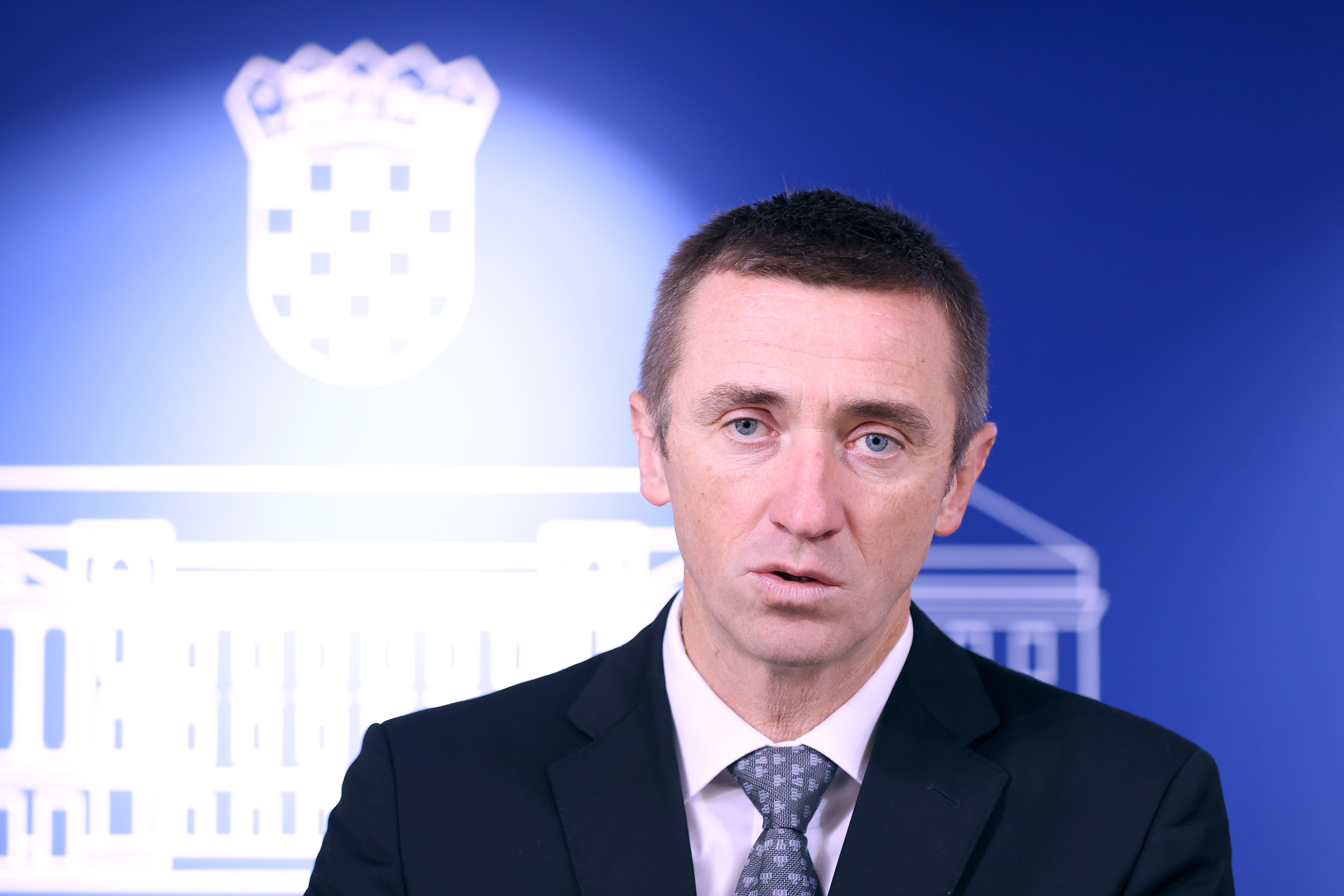 29.10.2025., Zagreb - Na konferenciji za medije odrzanoj u Saboru o pronalasku posmrtnih ostatakaJean-Michela Nicoliera i otvaranju terminala u Rijeci ''RijekaGateway'' govorili su Ivan Penava, Damir Markus i Stipo Mlinaric. Photo: Patrik Macek/PIXSELL