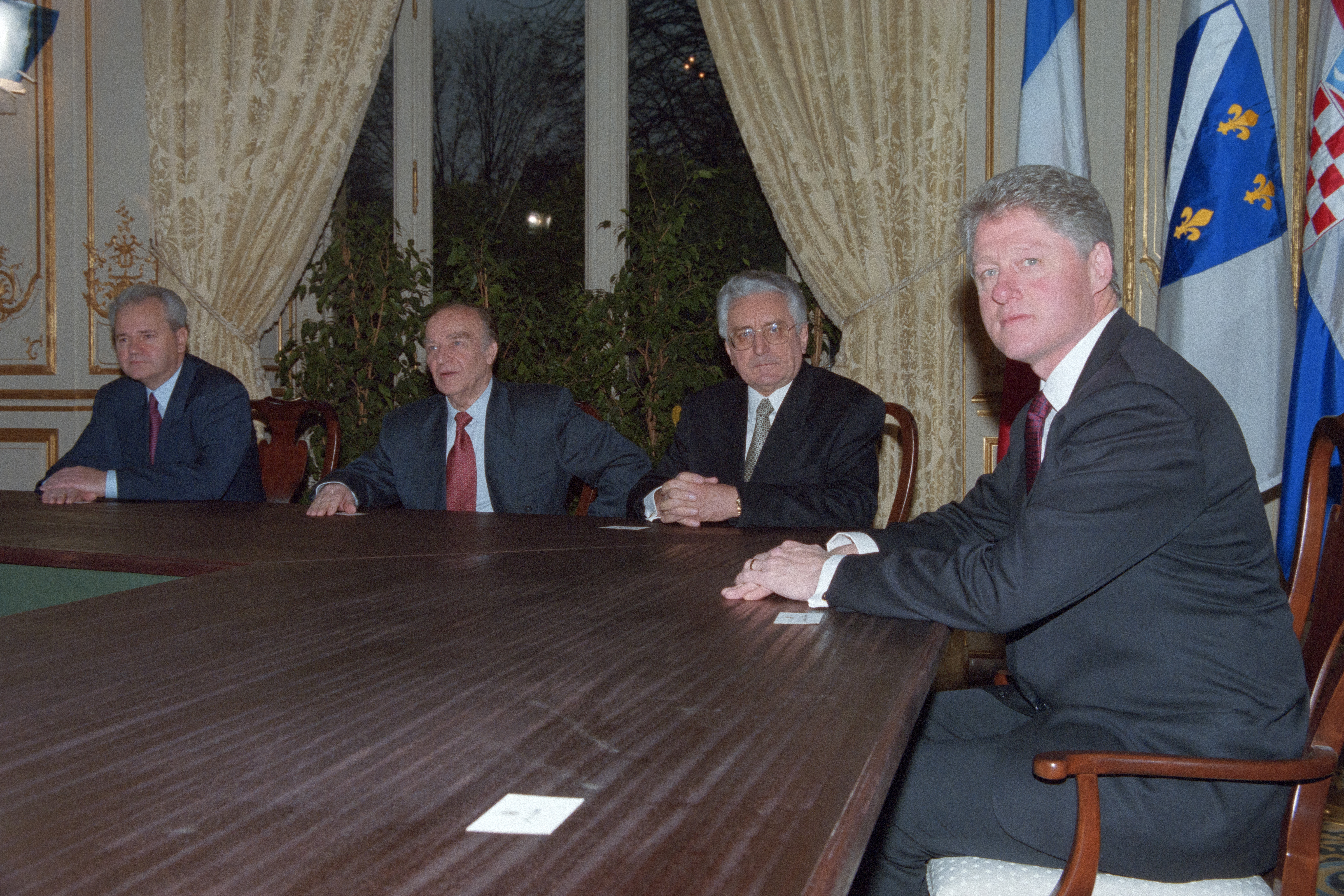 Franjo Tuđman, Alija Izetbegović, Slobodan Milošević, Bill Clinton