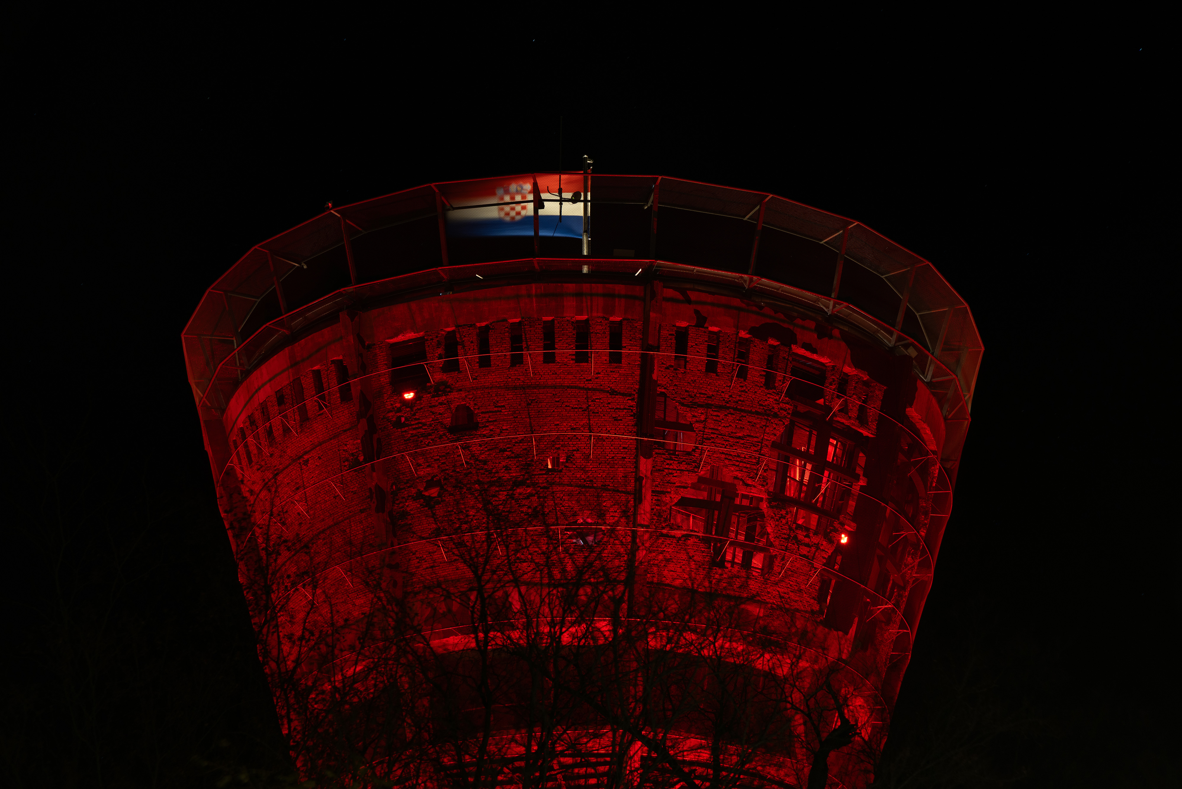 Vukovarski vodotoranj u noćnom ambijentu.   Photo: David Jerkovic/PIXSELL