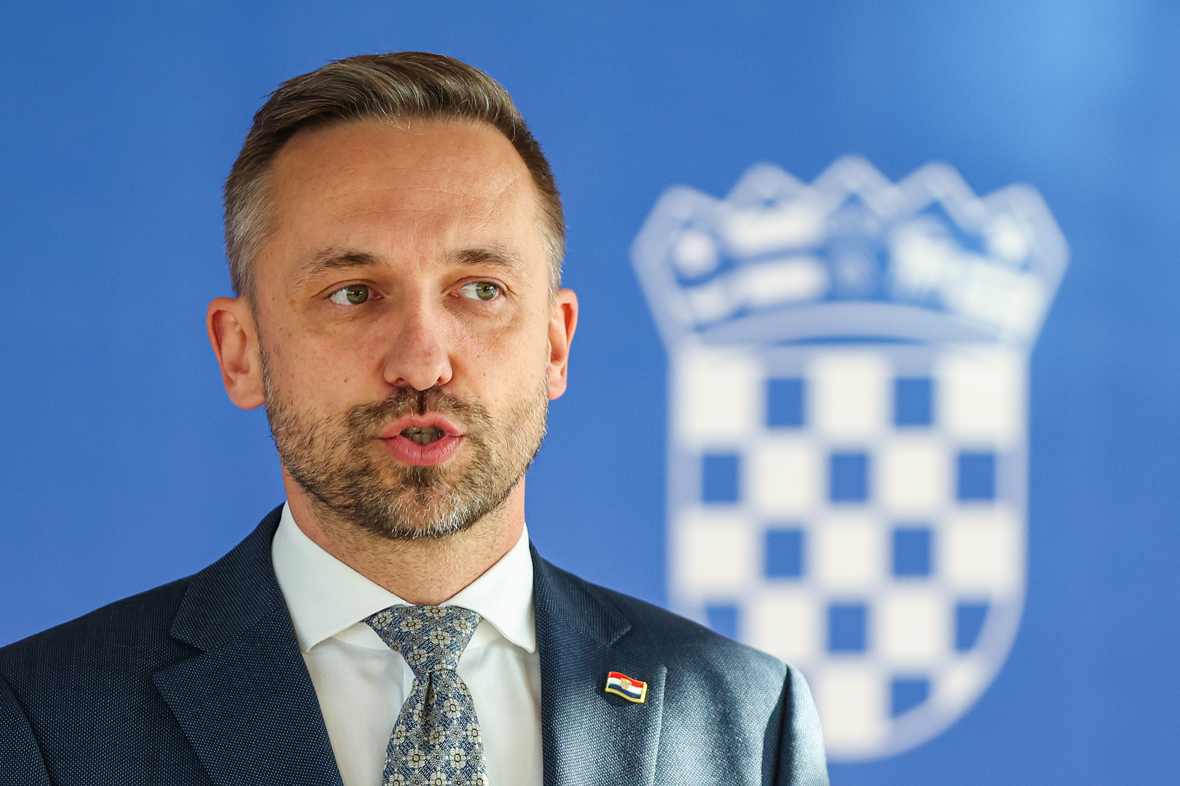 13.11.2025., Nacionalna i sveucilisna knjiznica, Zagreb - 127. sjednica Vlade. Ministar Marin Piletic dao je izjavu okupljenim medijima nakon sjednice Vlade. Photo: Goran Stanzl/PIXSELL