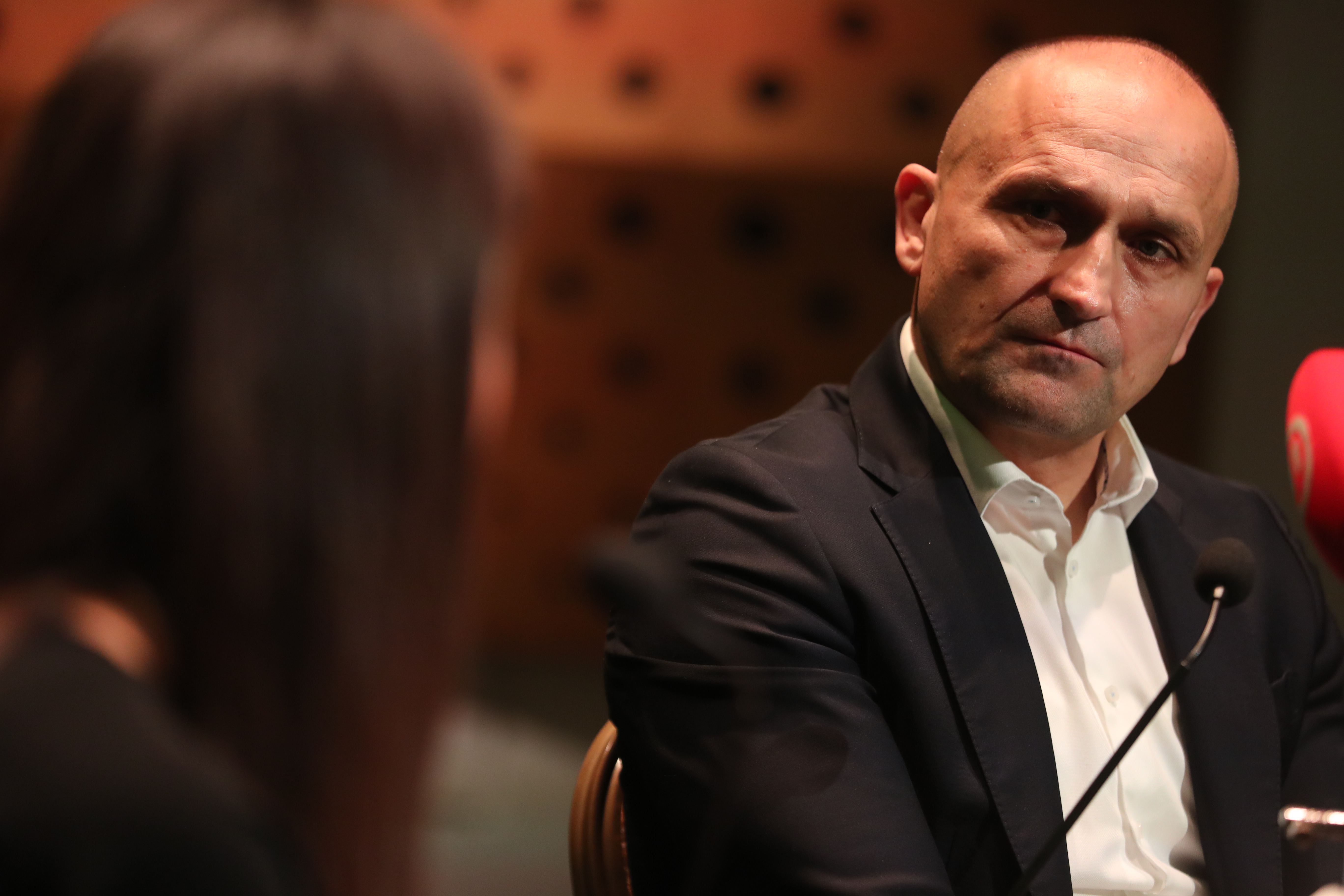 07.11.2025., Split - Na drugom danu KOMferencije na temu Prilagodba Hrvatske na novu sigurnosnu arhikteru Europe sudjelovao potpredsjednik Vlade RH i ministar obrane Ivan Anusic. Razgovor modelaroricom  Iris Duka Kramar. Photo: Ivo Cagalj/PIXSELL