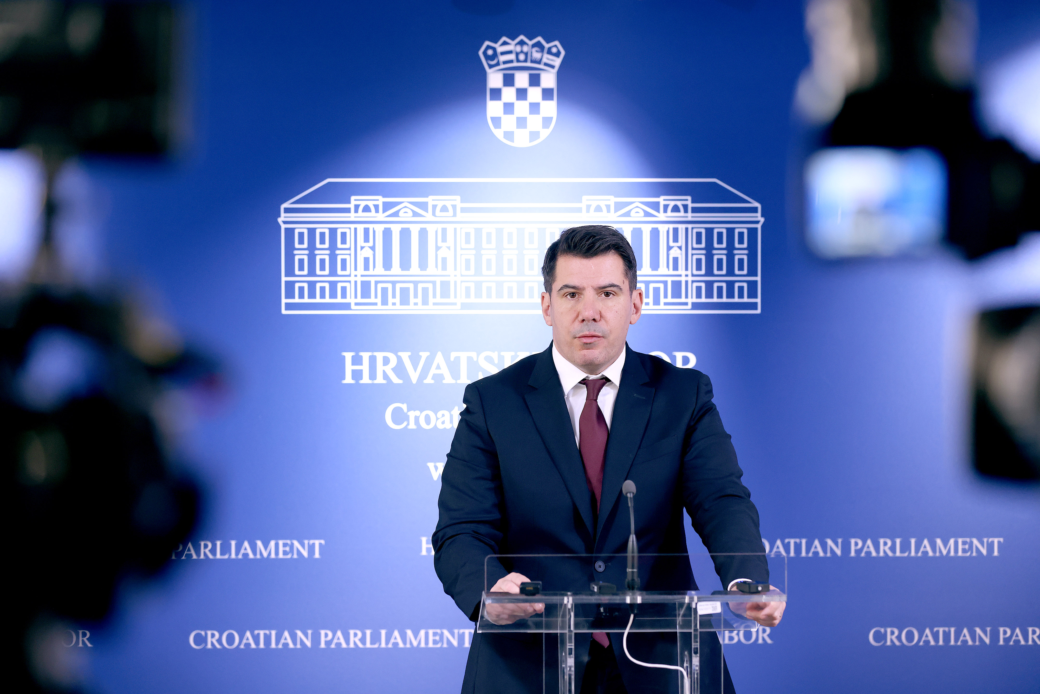 28.11.2025., Zagreb - Na konferenciji za medije odrzanoj u Saboru o Mirti Matic, kandidatkinji za predsjednicu Vrhovnog suda govorio je Nikola Grmoja. Photo: Patrik Macek/PIXSELL