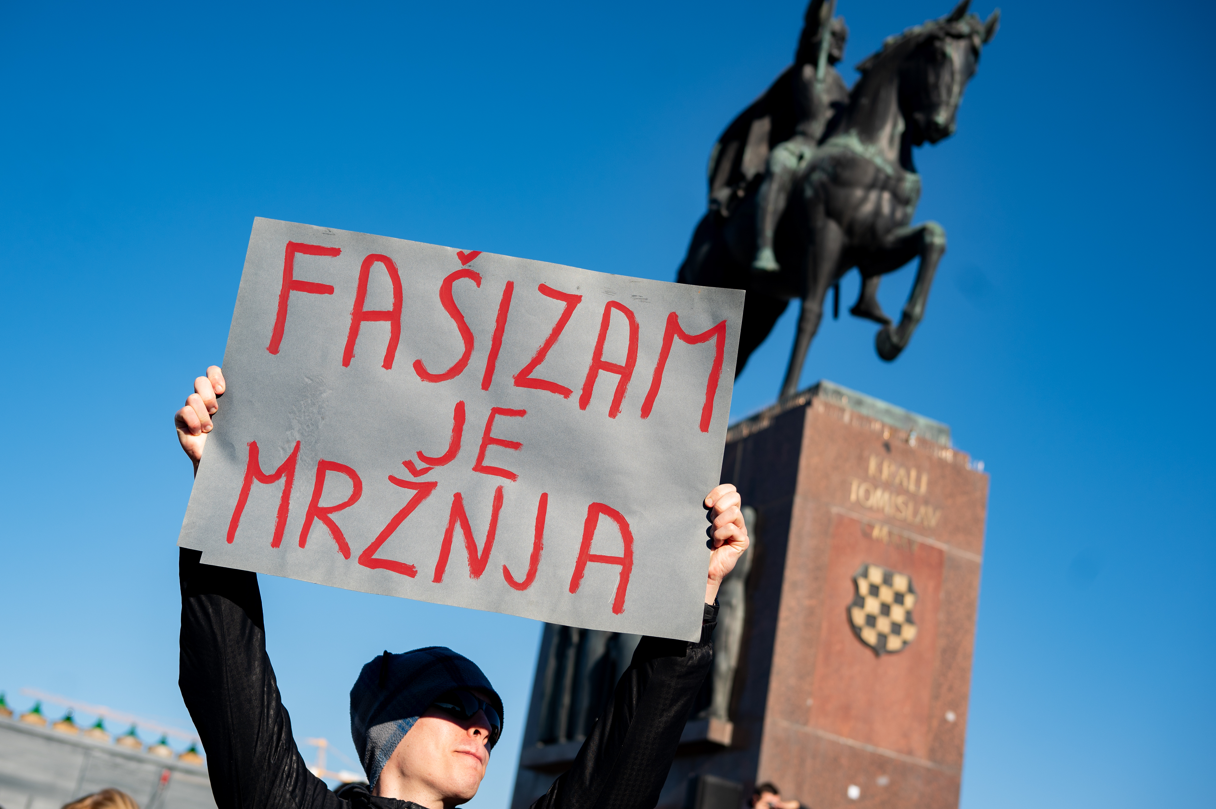 30.11.2025., centar, Zagreb - Prosvjedni mars "Ujedinjeni protiv fasizma" u Zagrebu. Photo: Luka Antunac/PIXSELL