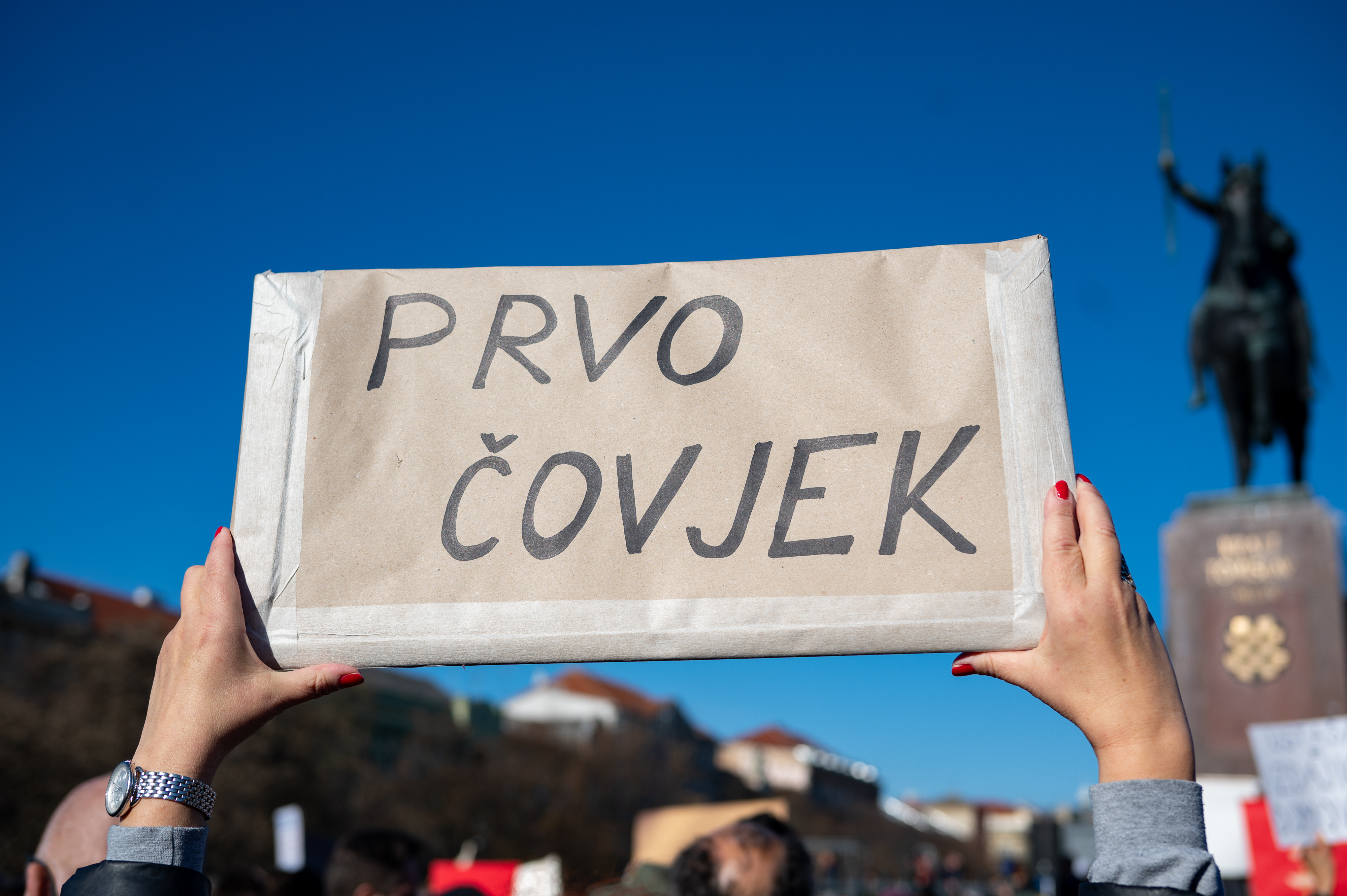 Prosvjedni mars "Ujedinjeni protiv fasizma" u Zagrebu. Photo: Luka Antunac/PIXSELL