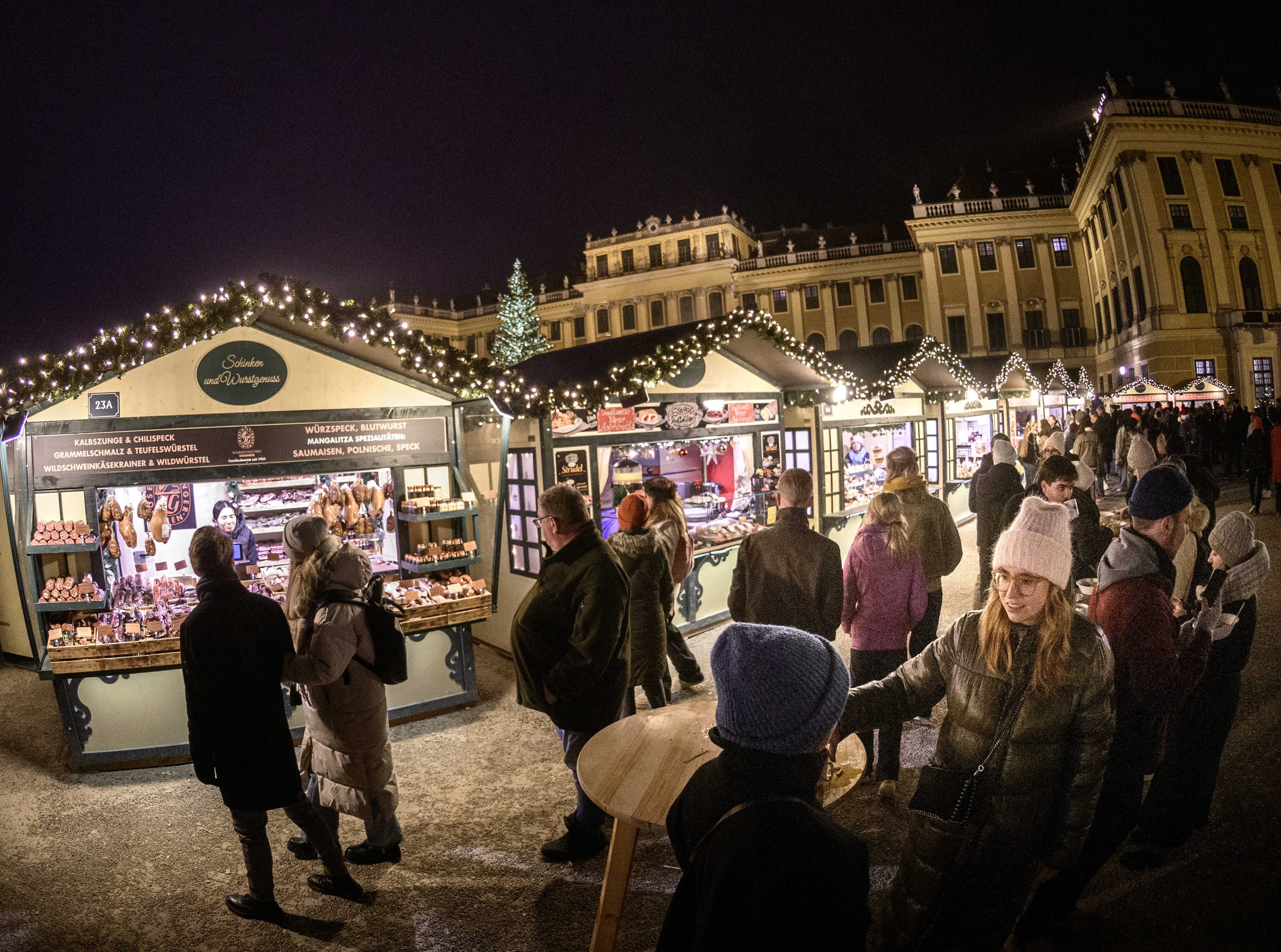Tourists and locals alike are flooding the grounds of the Christmas market at Schoenbrunn imperial palace just a few weeks before Christmas in Vienna, Austria on November 13, 2025. (Photo by Joe Klamar / AFP)