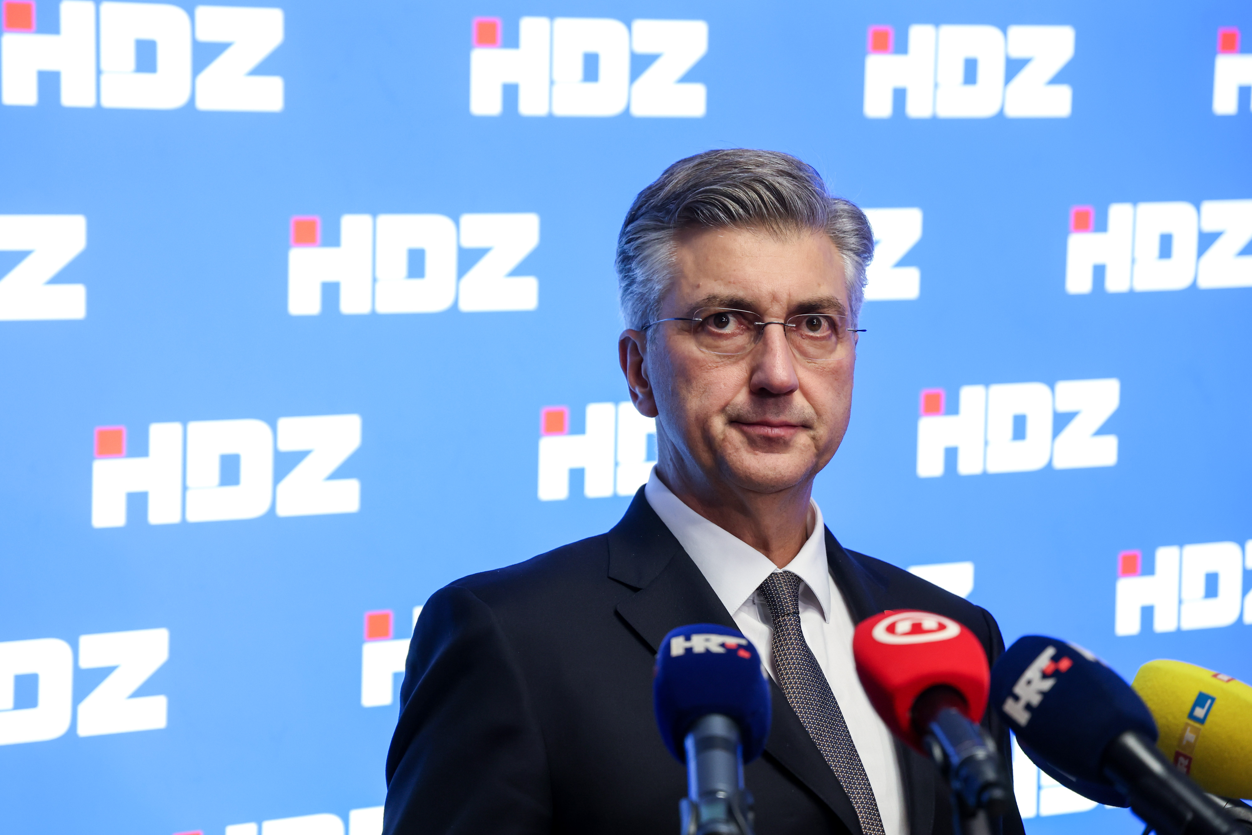 01.12.2025., Zagreb - Andrej Plenkovic daje izjavu za medije nakon sjednice sireg Predsjednistva i Nacionalnog odbora stranke. Photo: Igor Kralj/PIXSELL