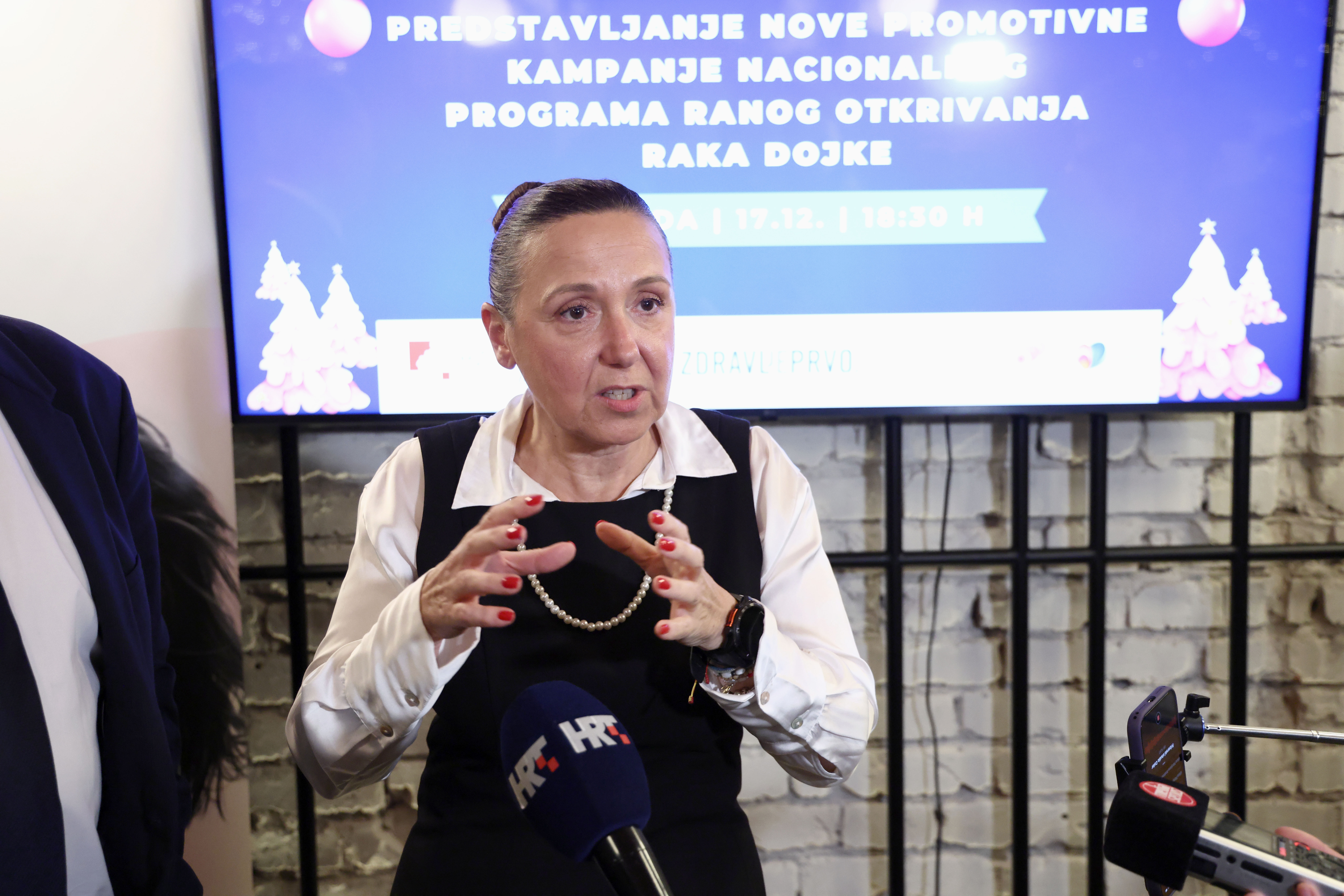 Predstavljanje Nacionalnog programa ranog otkrivanja raka dojke koju organizira HZJZ. Irena Hrstic, ministrica. Photo: Josip Mikacic/PIXSELL