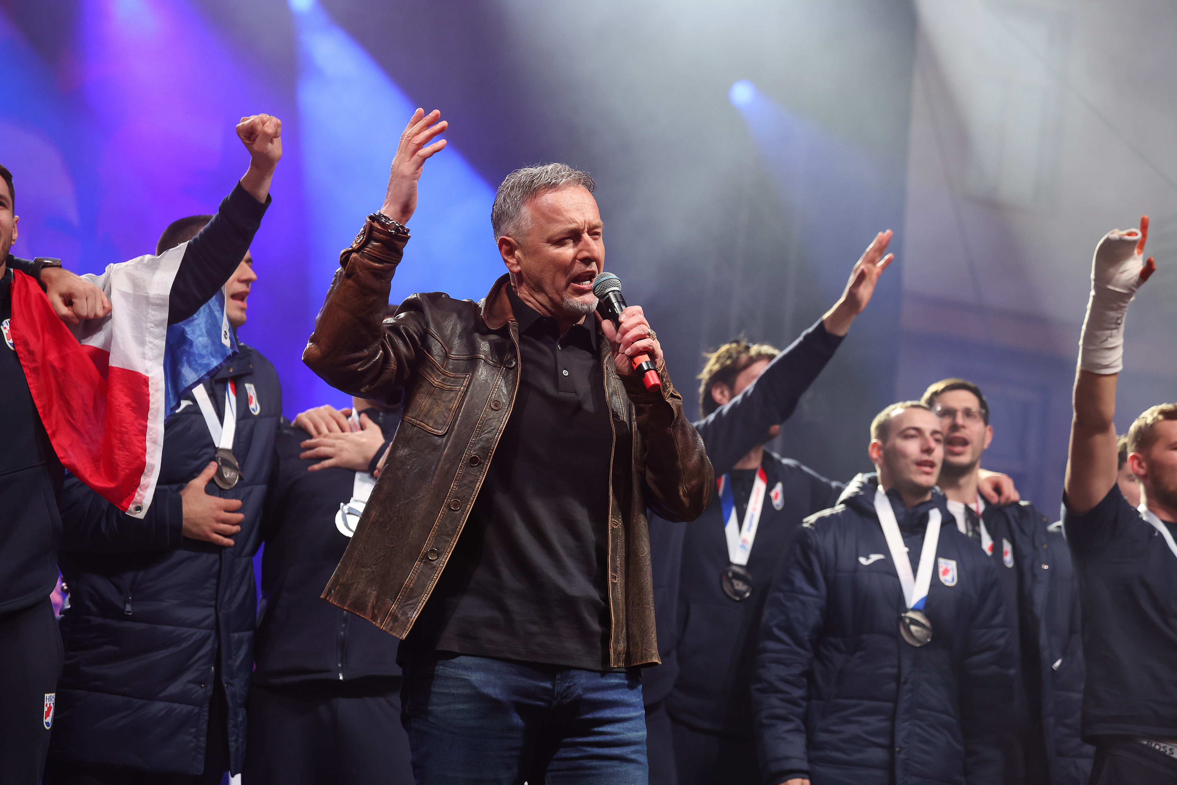 Zagreb: Marko Perković Thompson nastupio na svečanom dočeku hrvatske rukometne reprezentacije