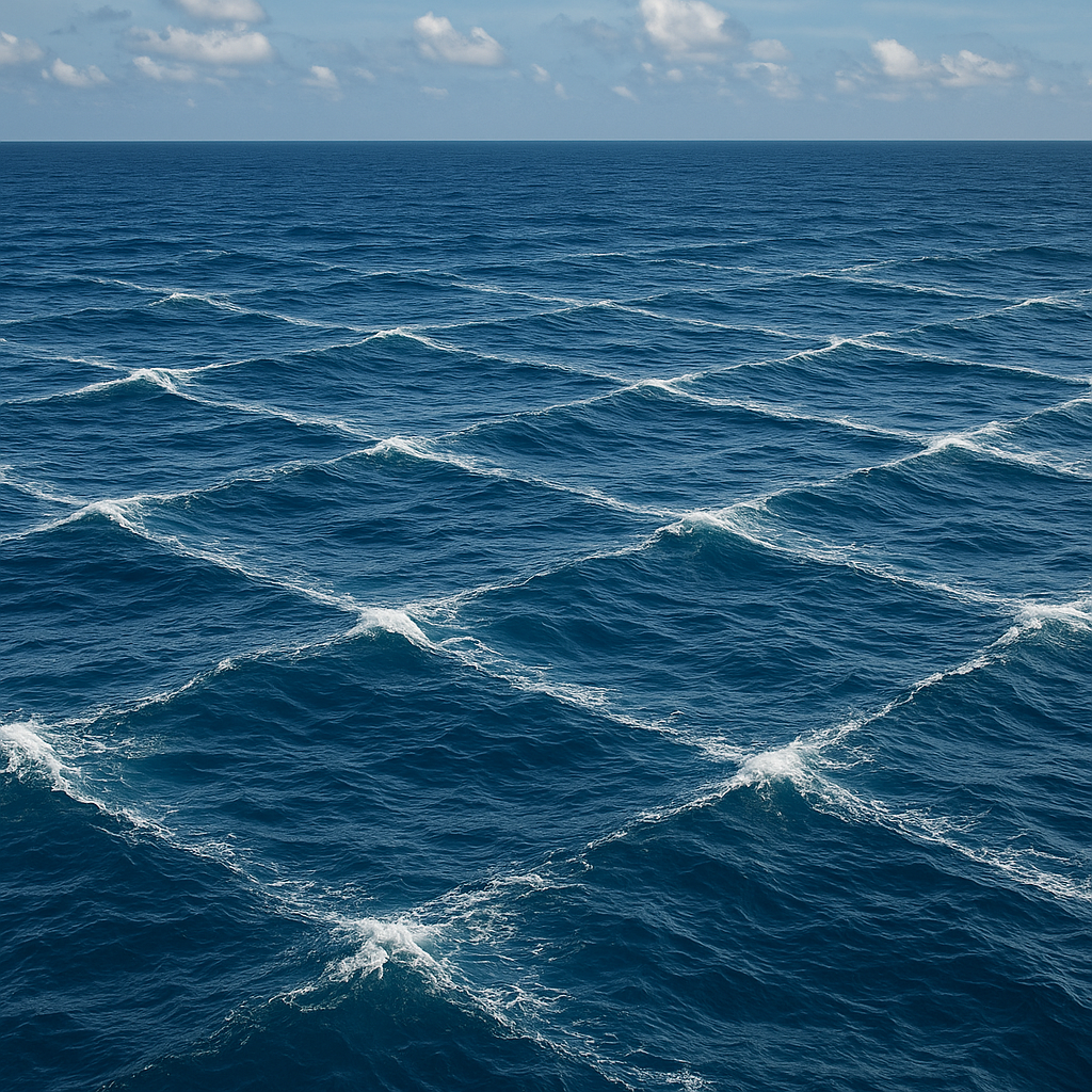 kvadratni valovi na površini mora