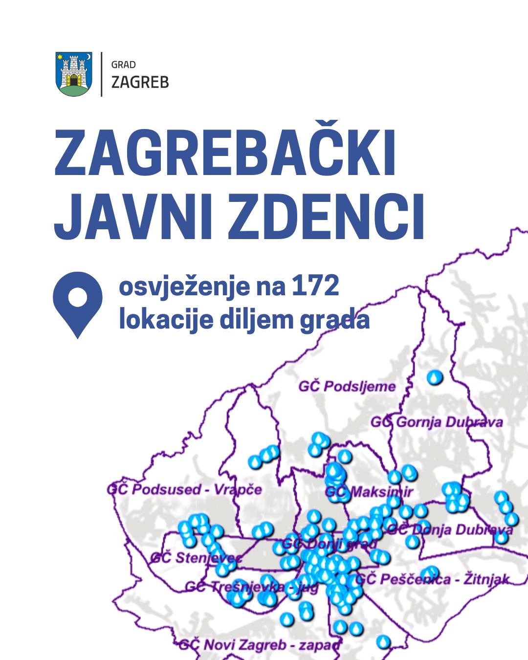 Mapa zagrebačkih zdenaca s pitkom vodom