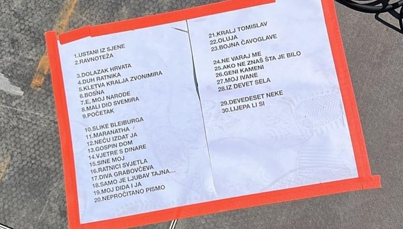 Lista pjesama za koncert