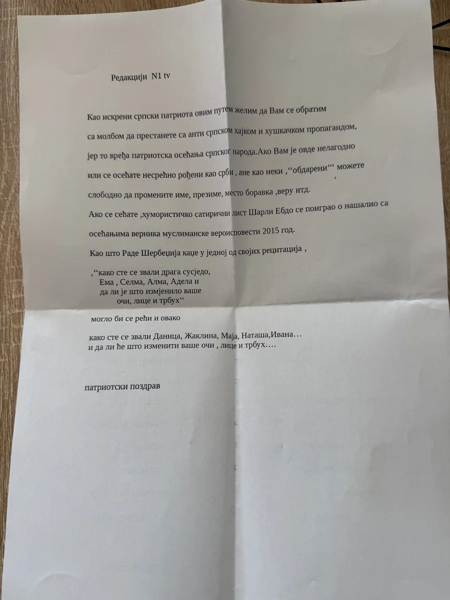 Prijeteće pismo stiglo redakciji N1 Srbija: "Ako se sjećate Charlie Hebdoa..."