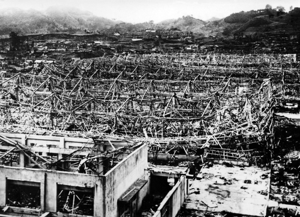 This filed photo dated 1945 shows the devastated city of Nagasaki after an atomic bomb was dropped by a US Air Force B-29 on August 9, 1945. (Photo by AFP)