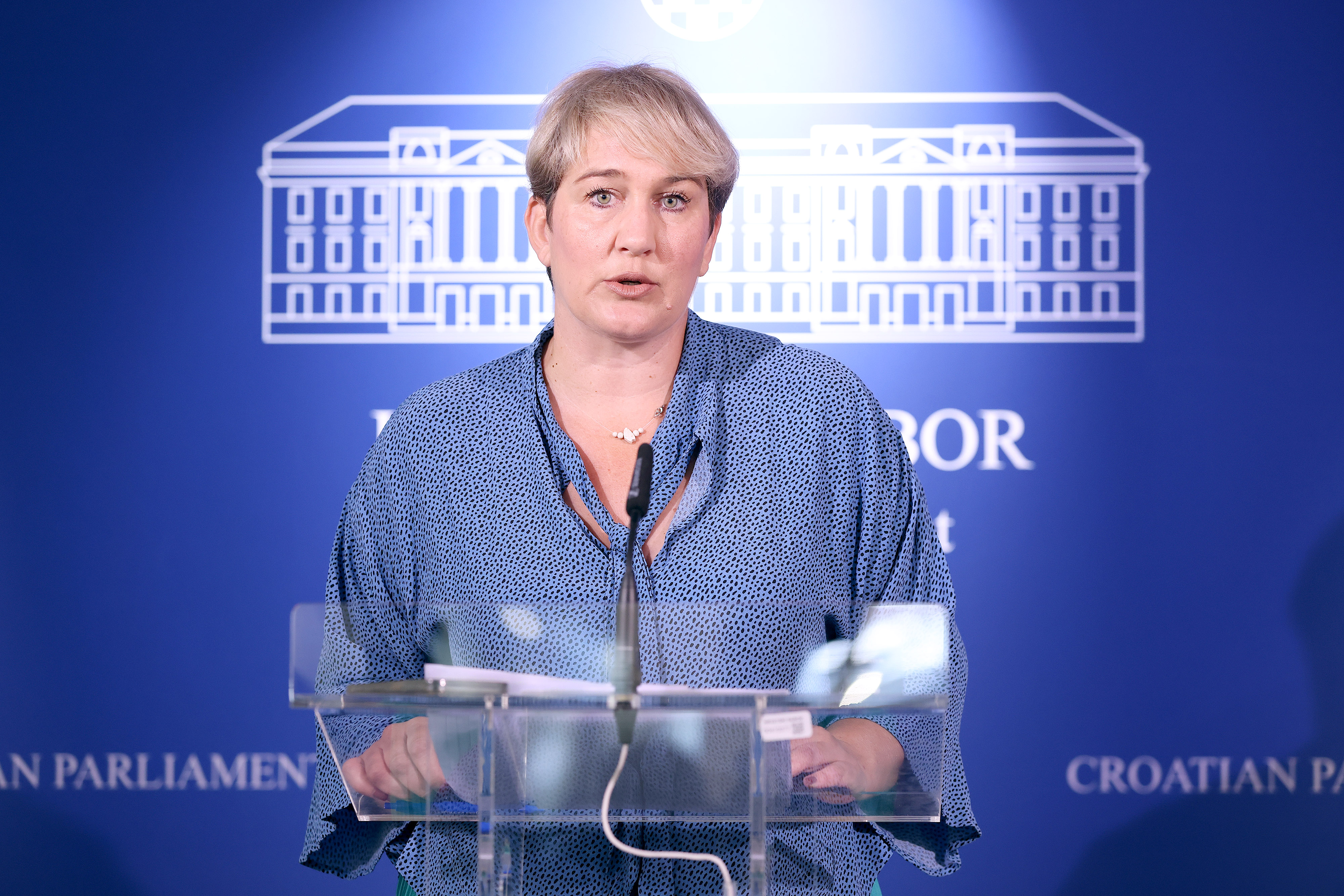 11.06.2025., Zagreb - Na konferenciji za medije odrzanoj u Saboru o uhicenjima u HAC-u govorila je Ivana Markovic. Photo: Patrik Macek/PIXSELL