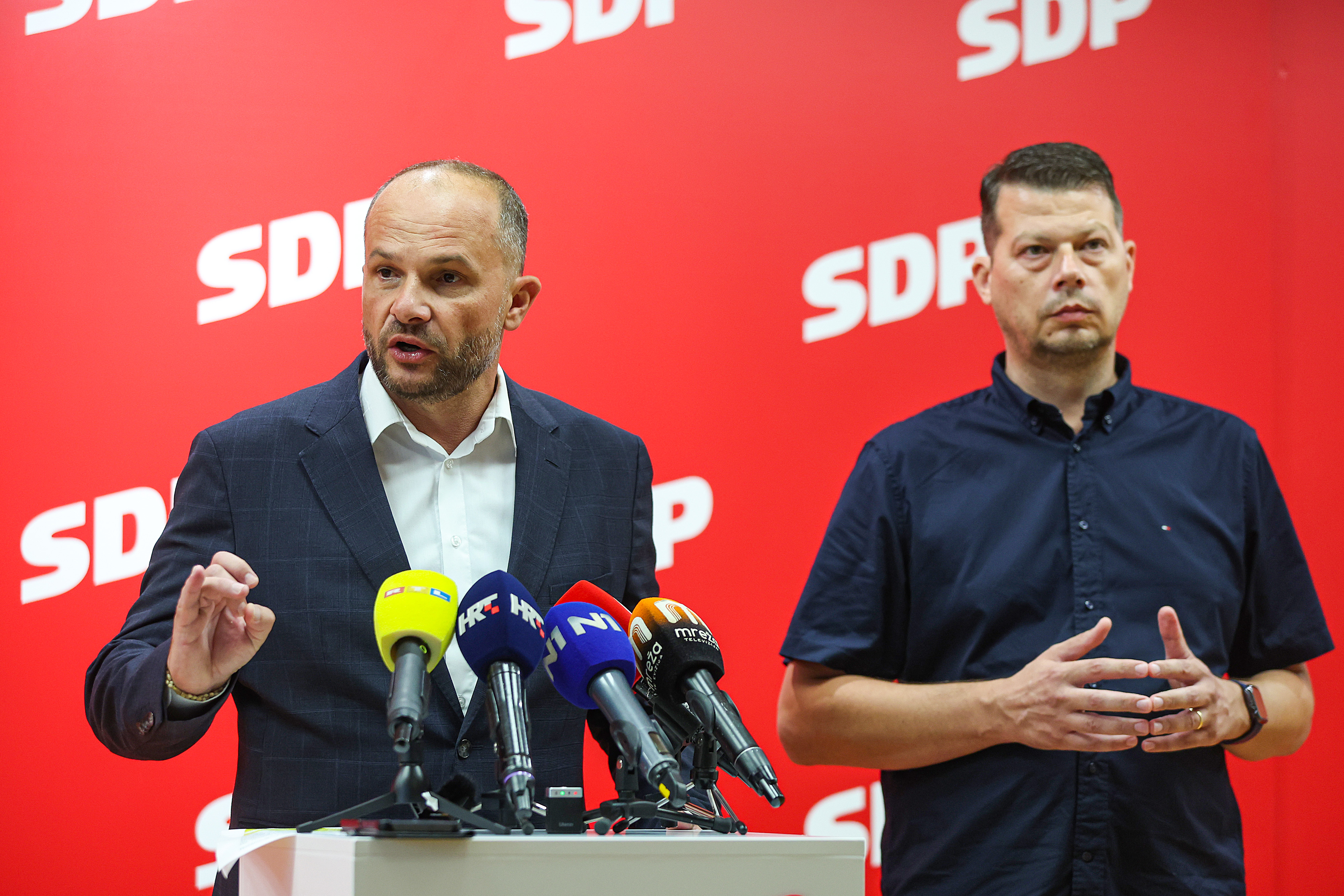 21.08.2025., Zagreb - Konferencija za medije SDP-a o kontroverznom prijedlogu europske regulative za spijuniranje svojih gradjana, poznate kao Chat Control