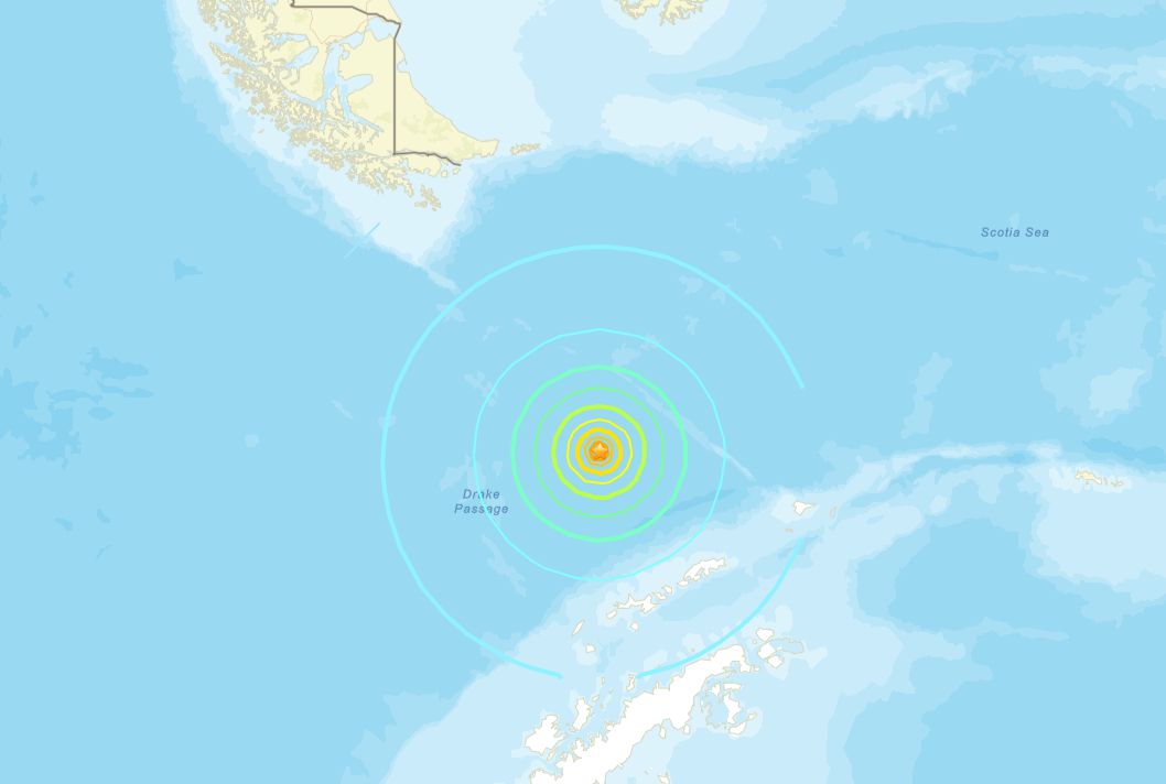 drakeov prolaz, potres