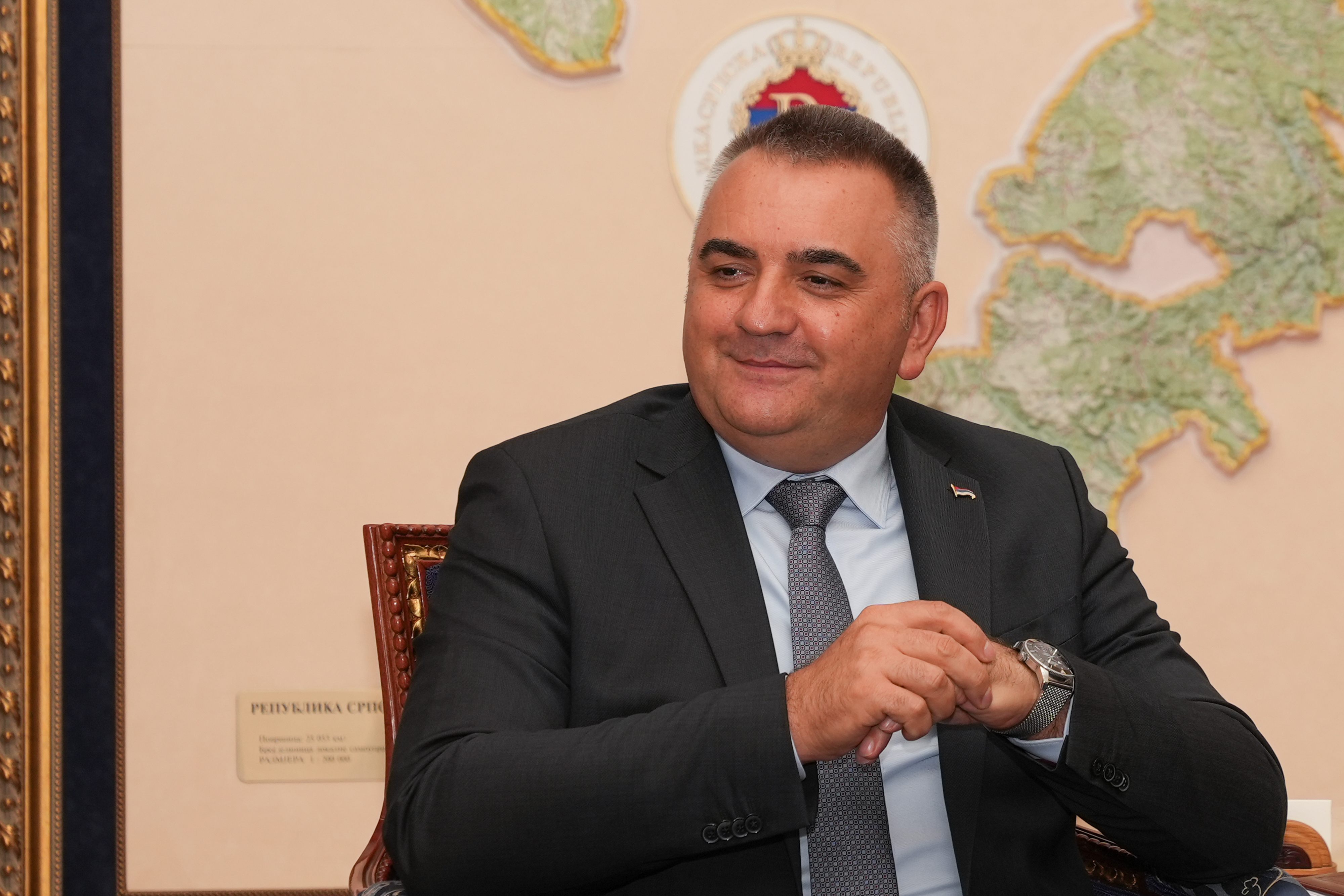 26.08.2025., Administrativni centar Vlade RS, Banja Luka (BiH) - Mandatar za sastav nove Vlade Republike Srpske Savo Minic odrzava konzultacije s predstavnicima stranaka oko sastava nove Vlade.