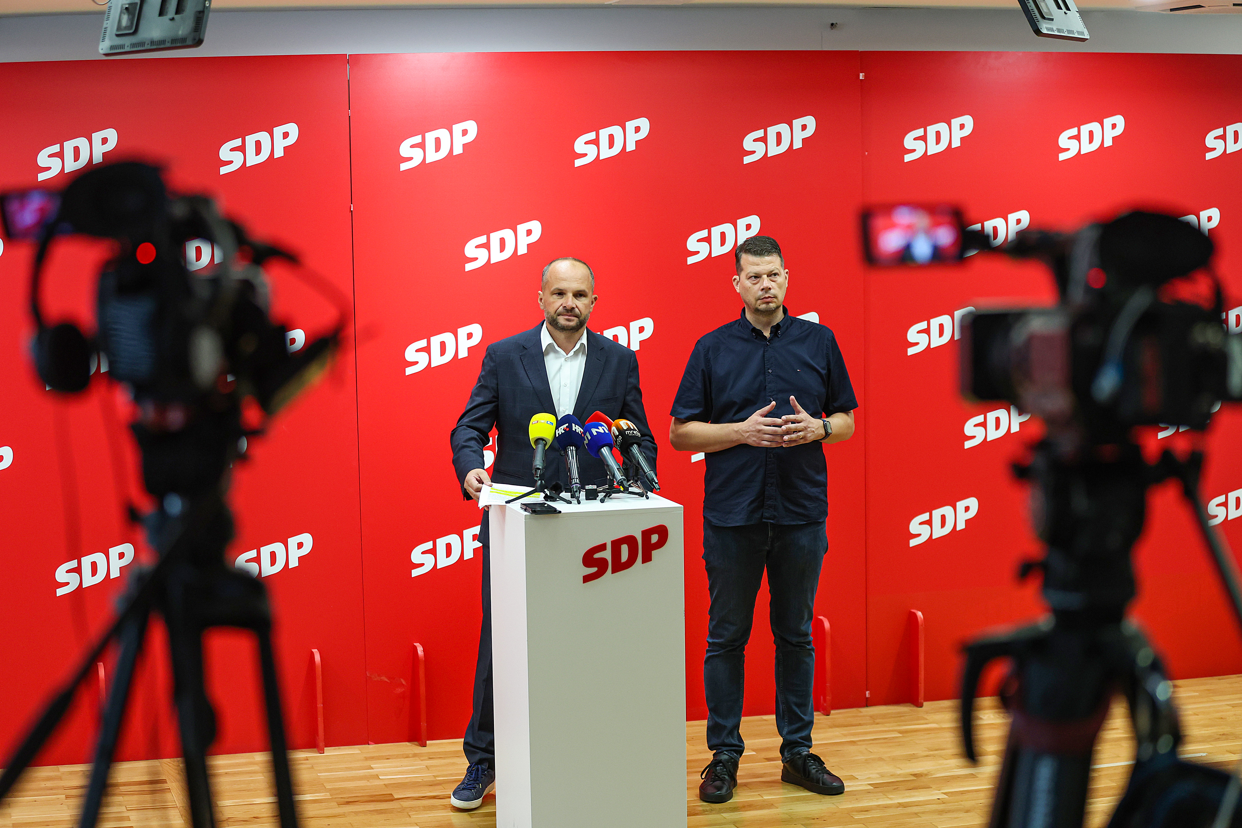 21.08.2025., Zagreb - Konferencija za medije SDP-a o kontroverznom prijedlogu europske regulative za spijuniranje svojih gradjana, poznate kao Chat Control